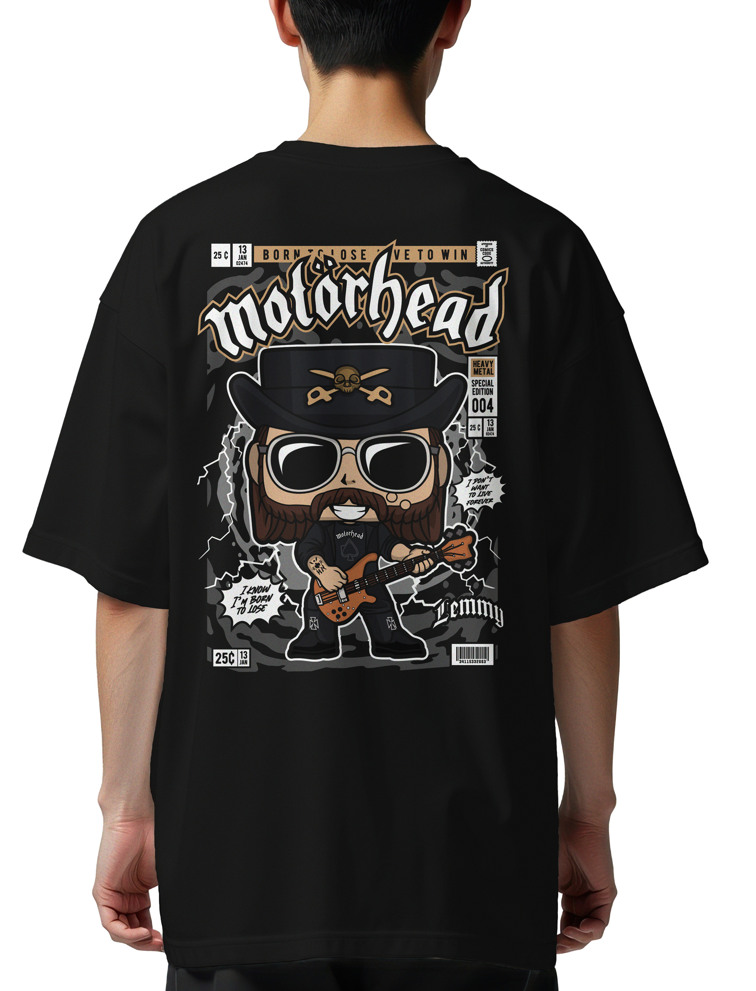 Oversized T-Shirt Lemmy Killmister Motorhead Pop Culture Black
