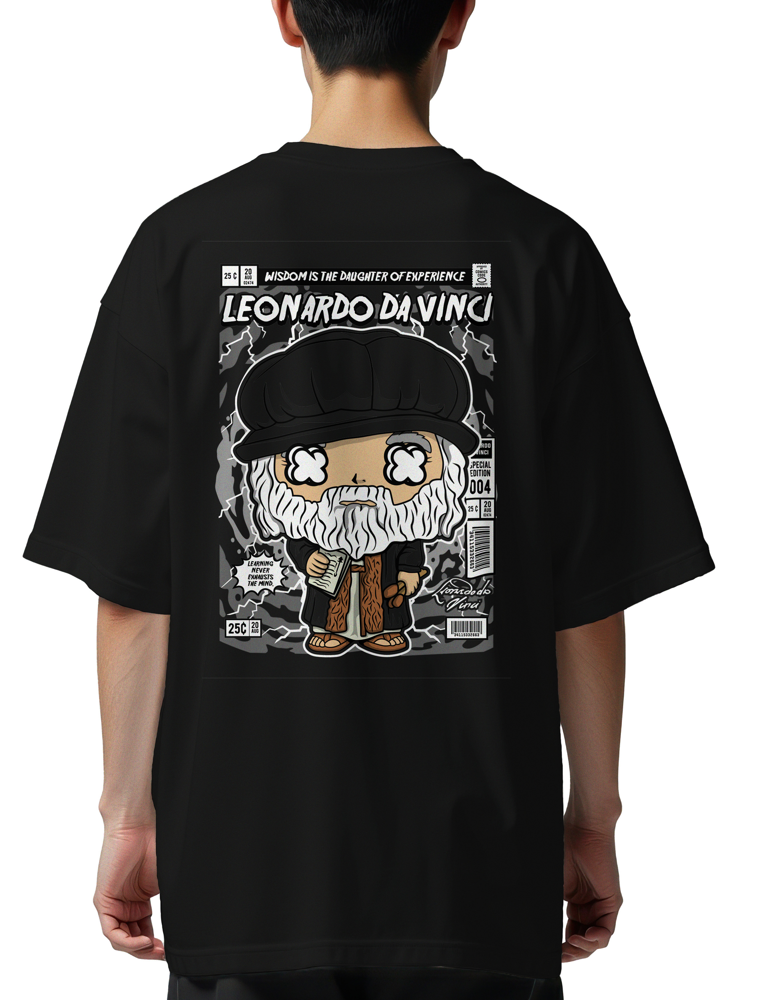Oversized T-Shirt Leonardo Da Vinci Pop Culture Black