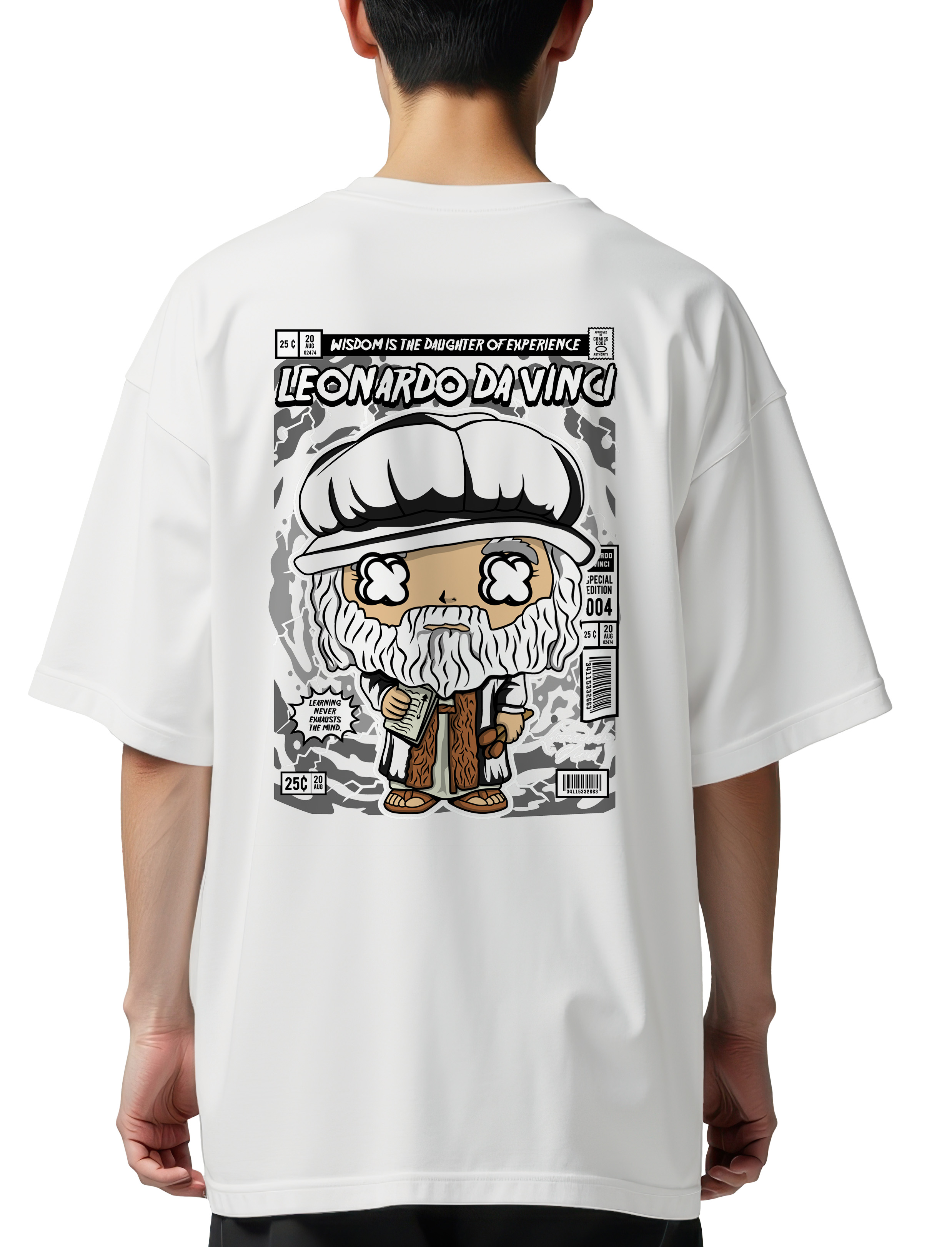 Oversized T-Shirt Leonardo Da Vinci Pop Culture White