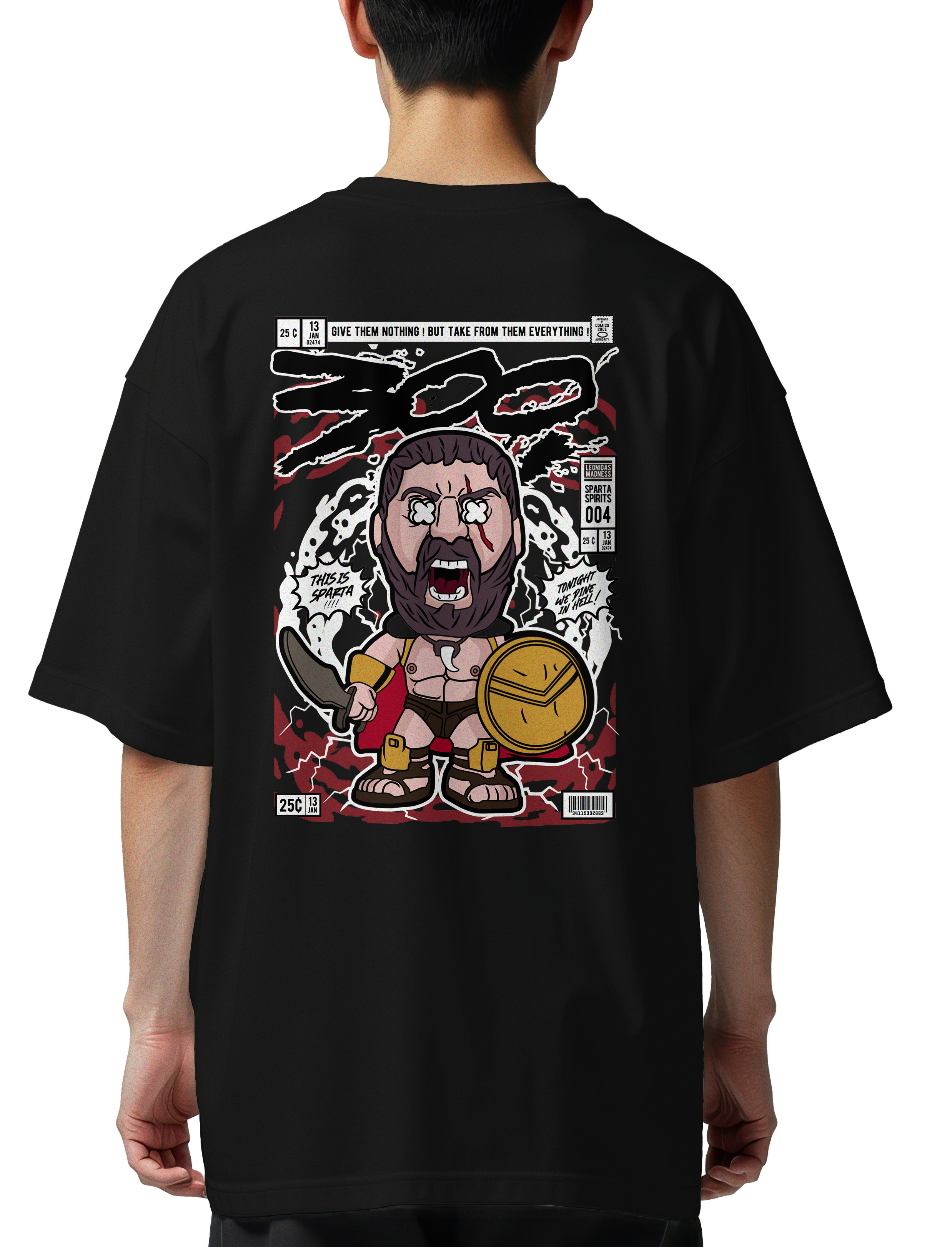 Oversized T-Shirt Leonidas 300 Pop Culture Black
