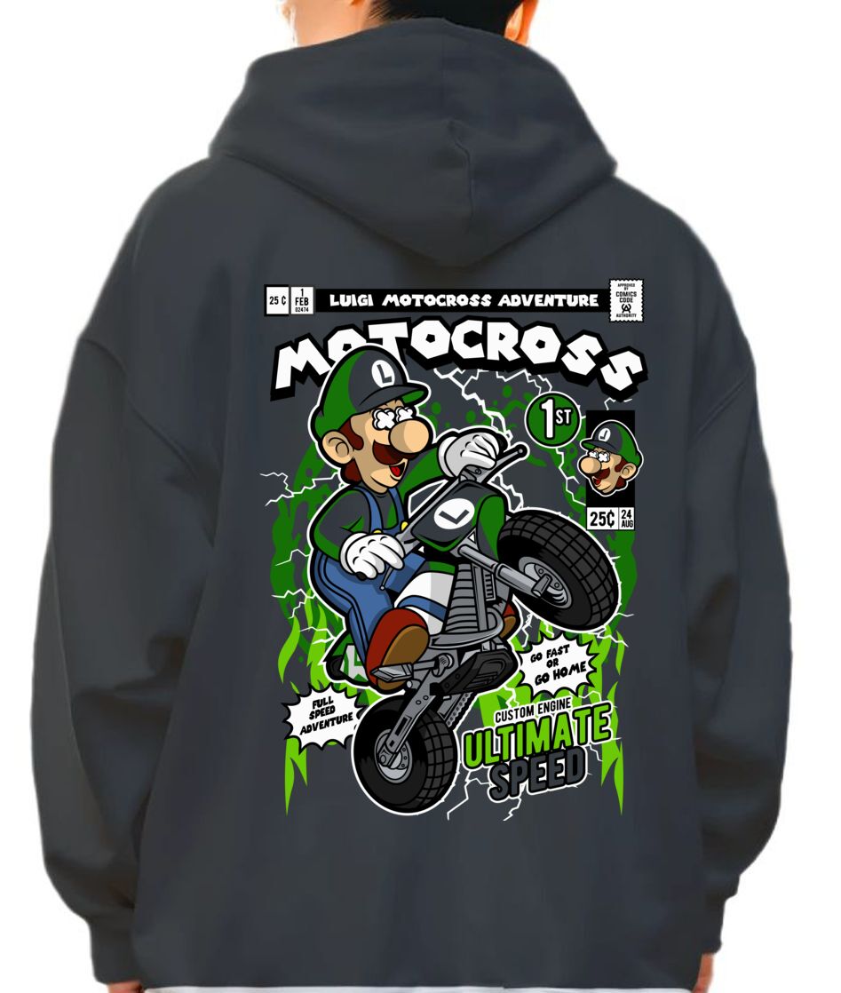 Hoodie Luigi Motocross Pop Culture Black