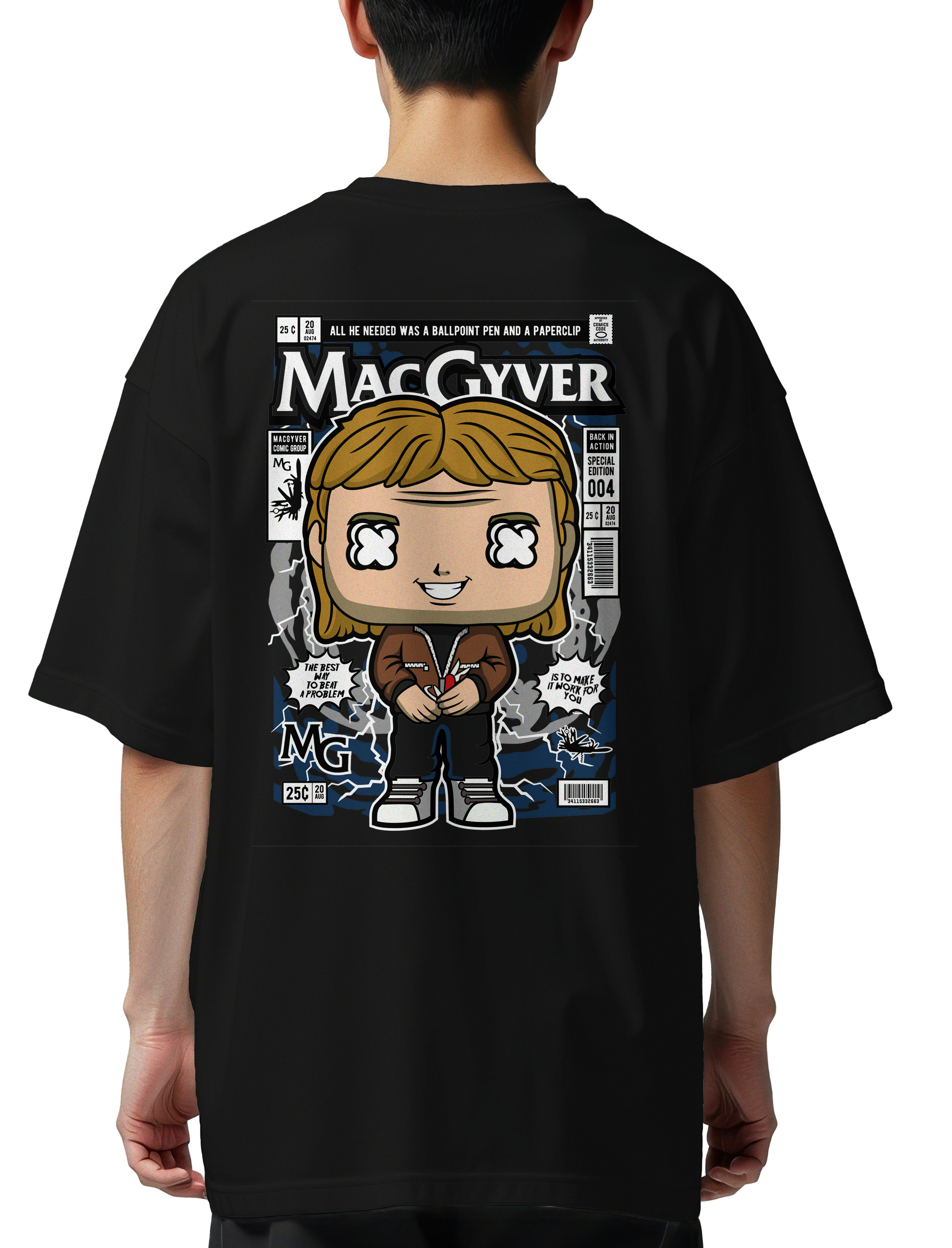Oversized T-Shirt Macgyver Pop Culture Black