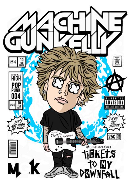 Oversized T-Shirt Machine Gun Kelly Pop Culture White ανδρικά Basic T-Shirts Simple Wear Μπλουζάκια κοντομάνικα