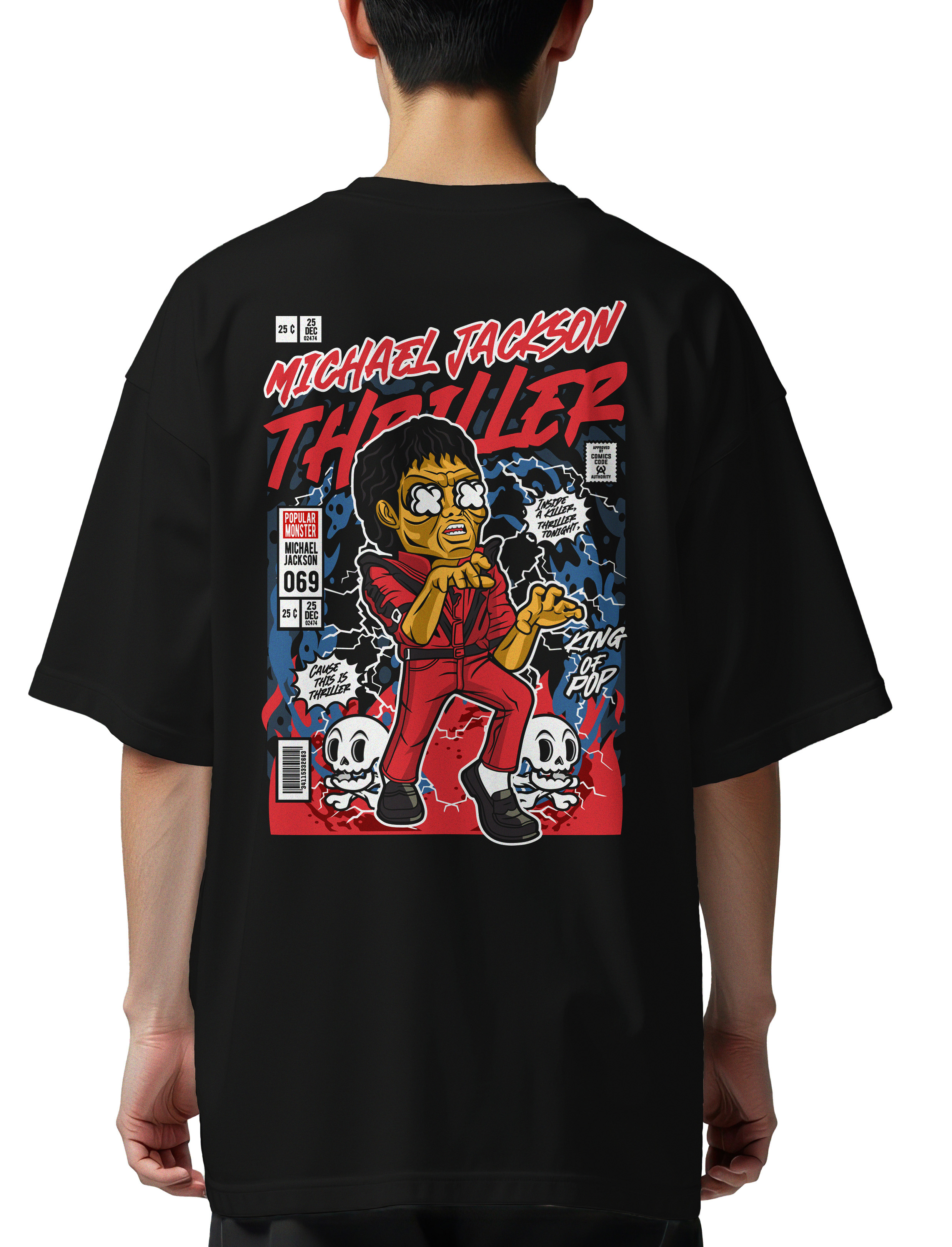 Oversized T-Shirt Michael Jackson Thriller Pop Culture Black