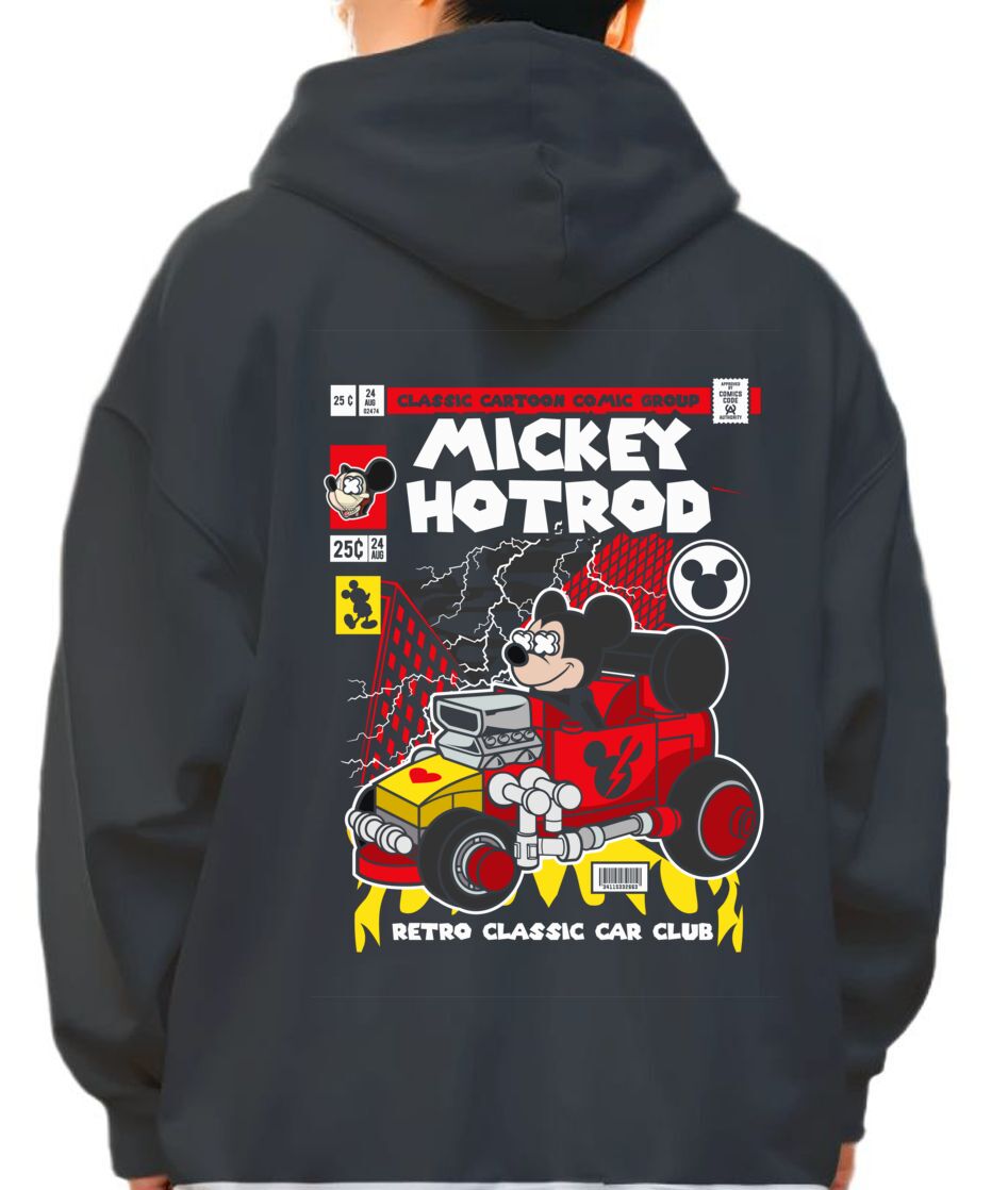 Hoodie Mickey Hot Rod Pop Culture Black