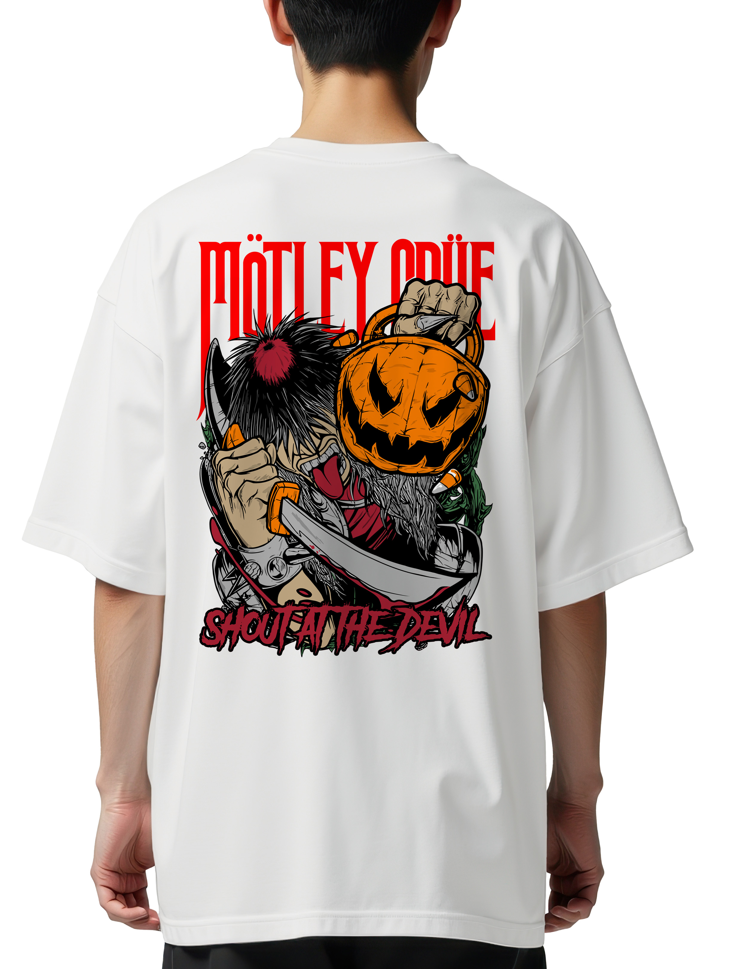 Oversized T-Shirt Motley Crue Art1 Rock Avenue White