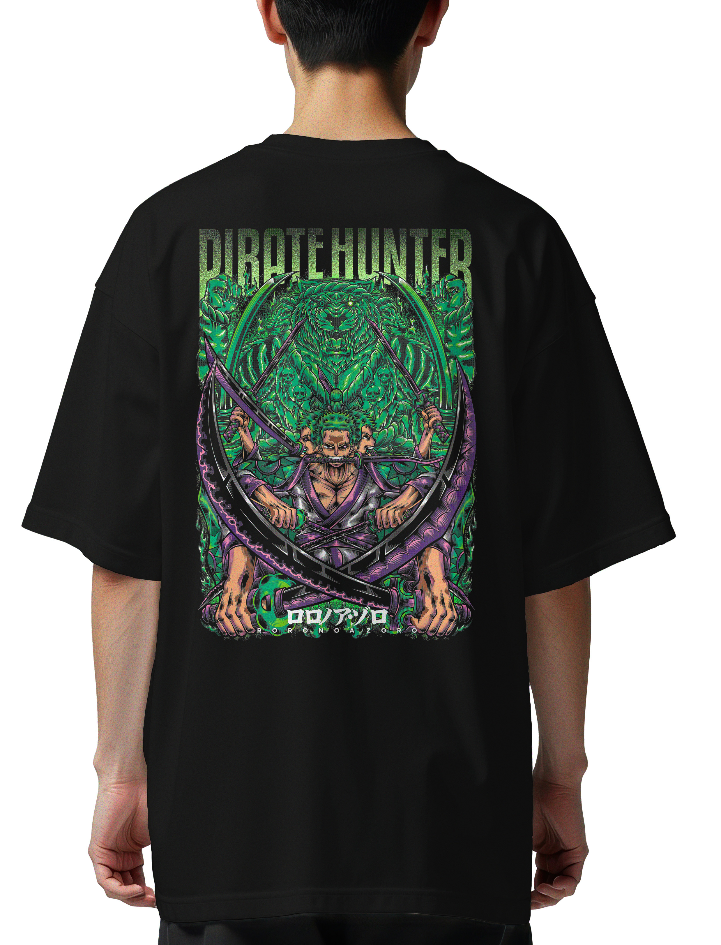 Oversized T-Shirt Pirate Hunter One Piece Pop Culture Black