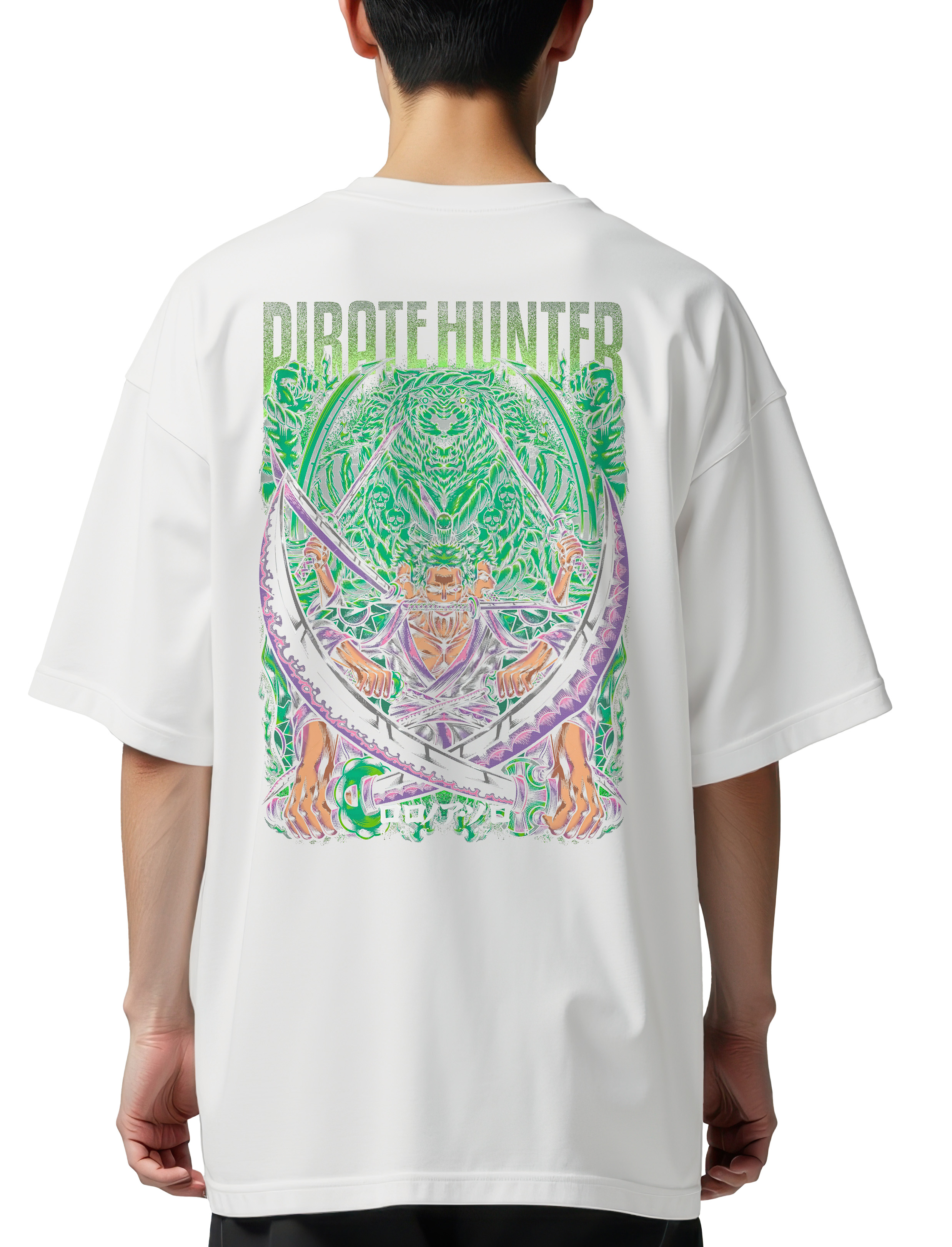 Oversized T-Shirt Pirate Hunter One Piece Pop Culture White