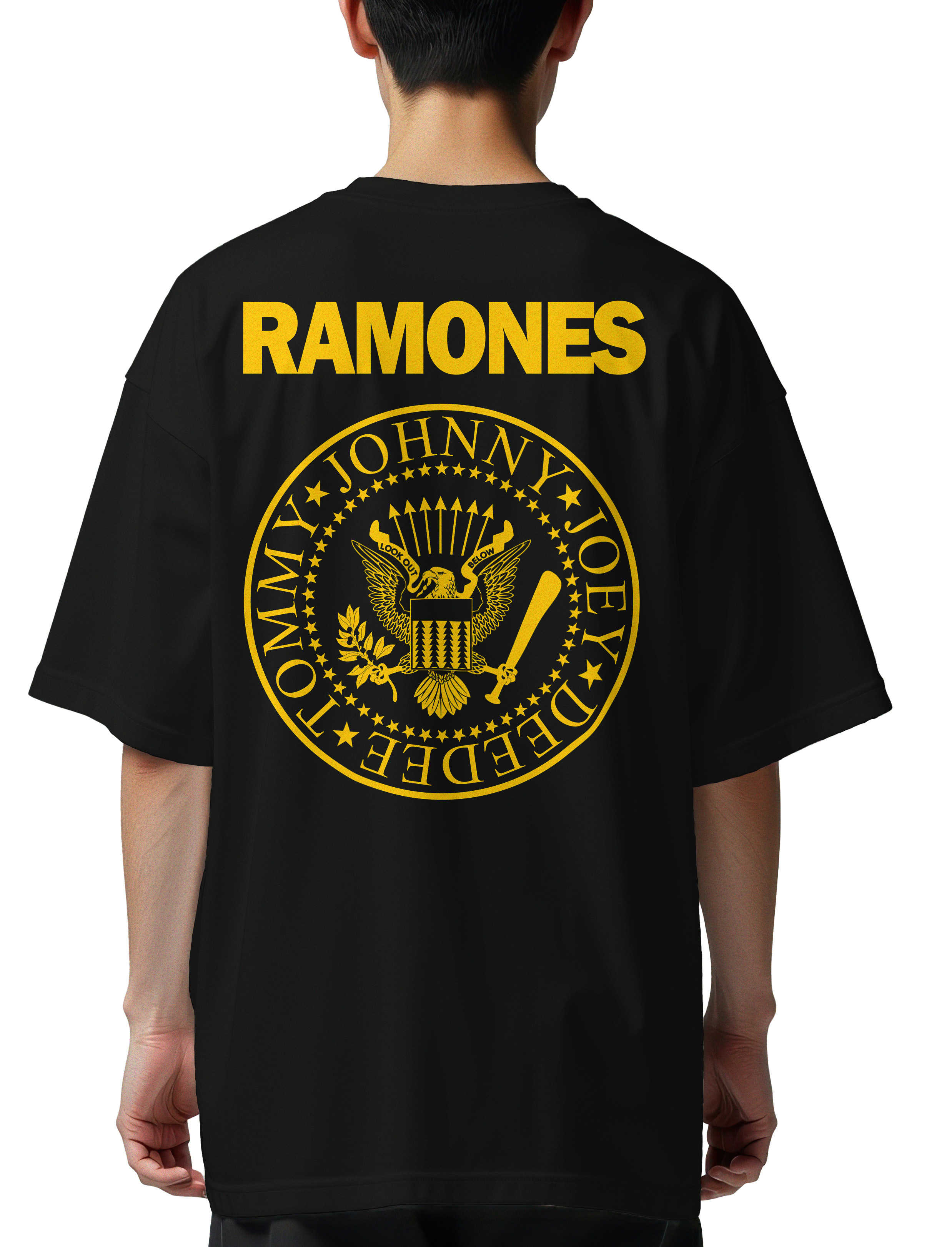 Oversized T-Shirt Ramones Pres. Logo Rock Avenue Black