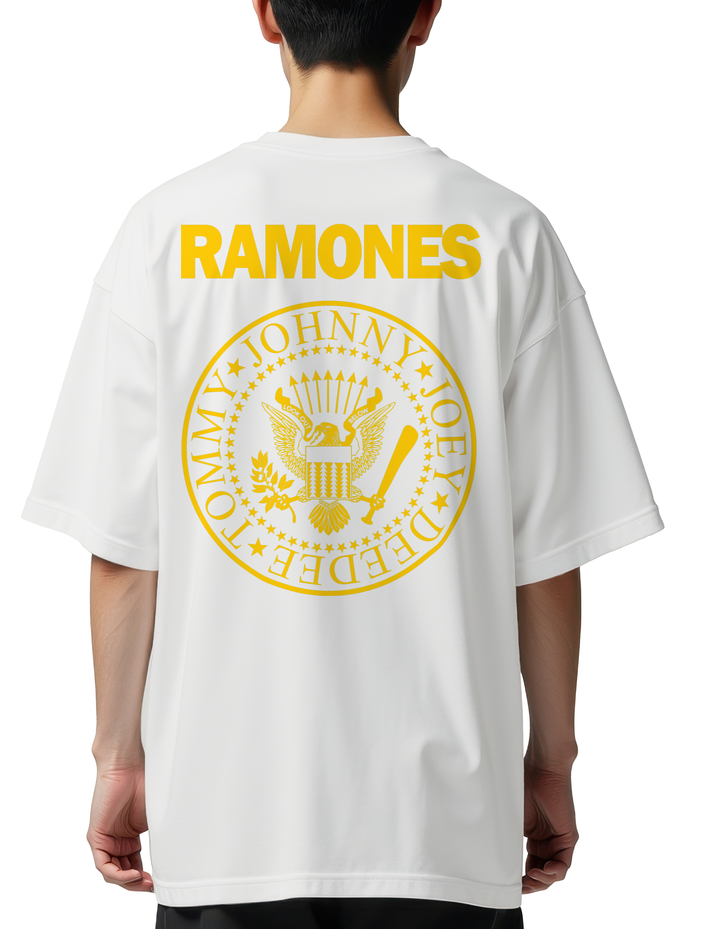 Oversized T-Shirt Ramones Pres. Logo Rock Avenue White