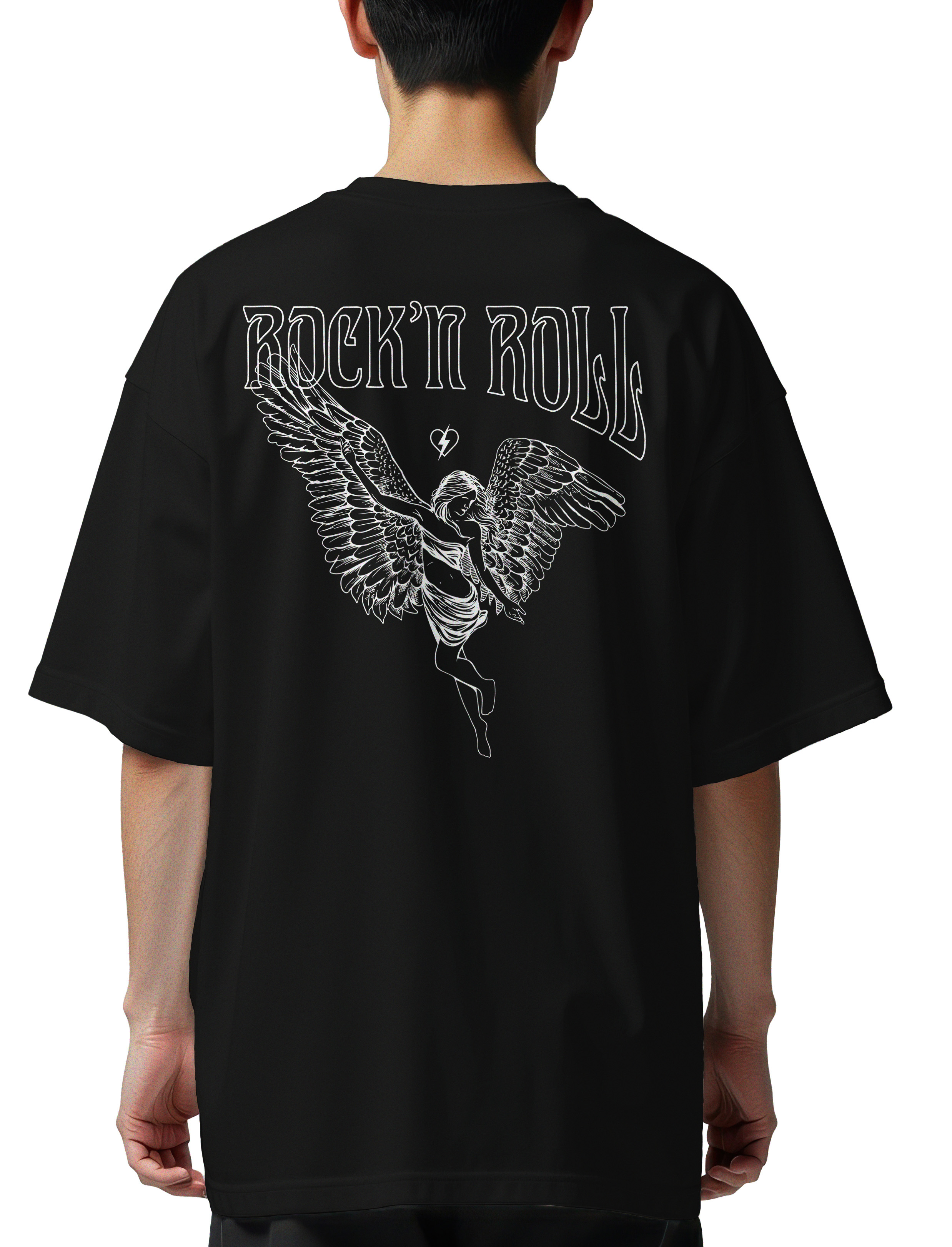 Oversized T-Shirt Rock n Roll Pop Culture Black