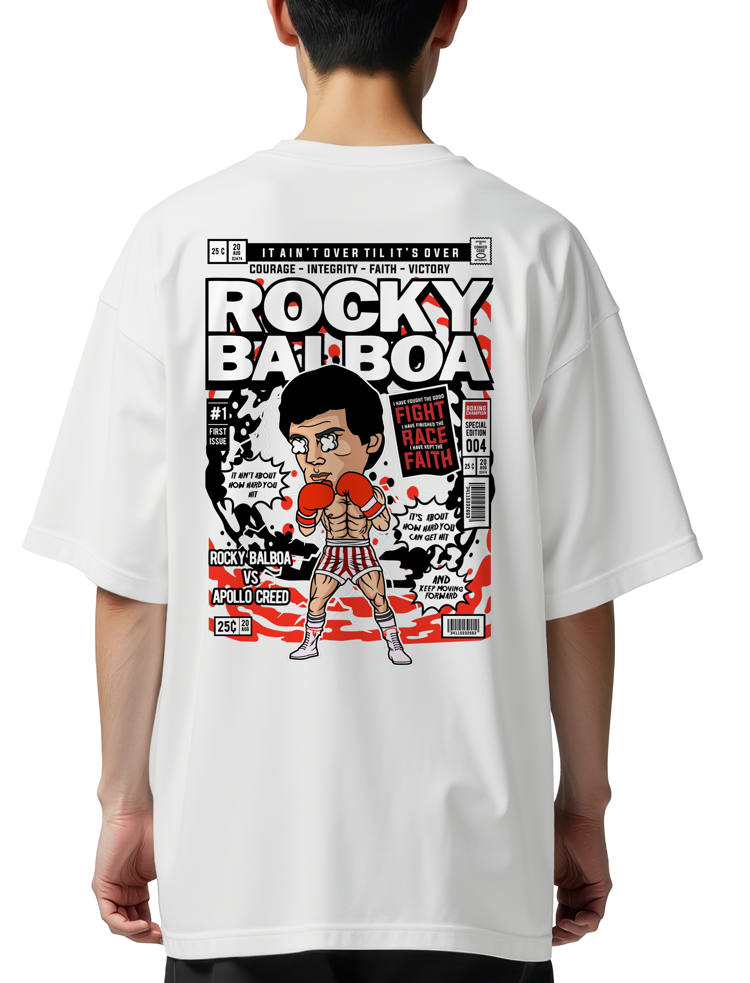 Oversized T-Shirt Rocky Balboa Pop Culture White
