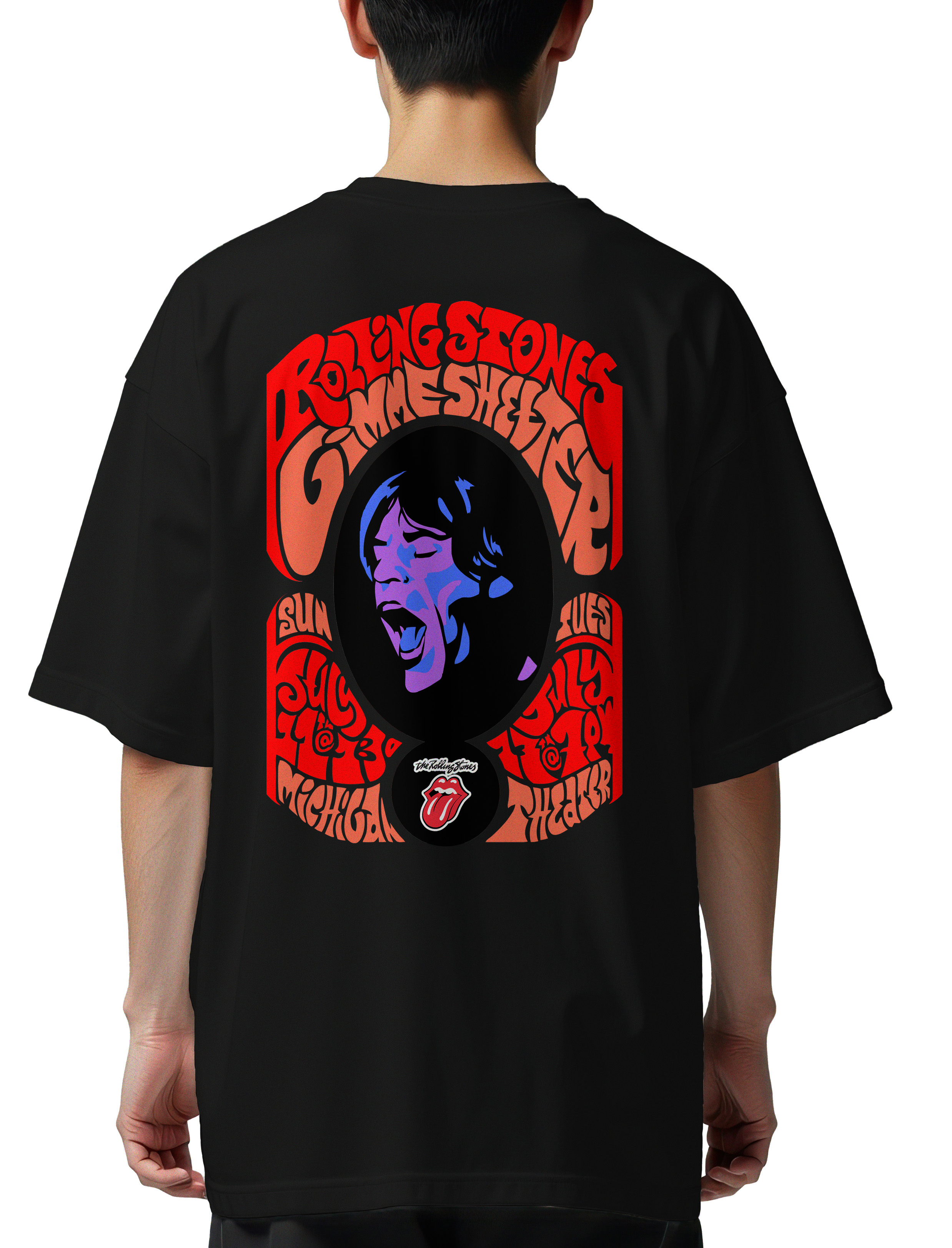 Oversized T-Shirt Rolling Stones Art1 Rock Avenue Black