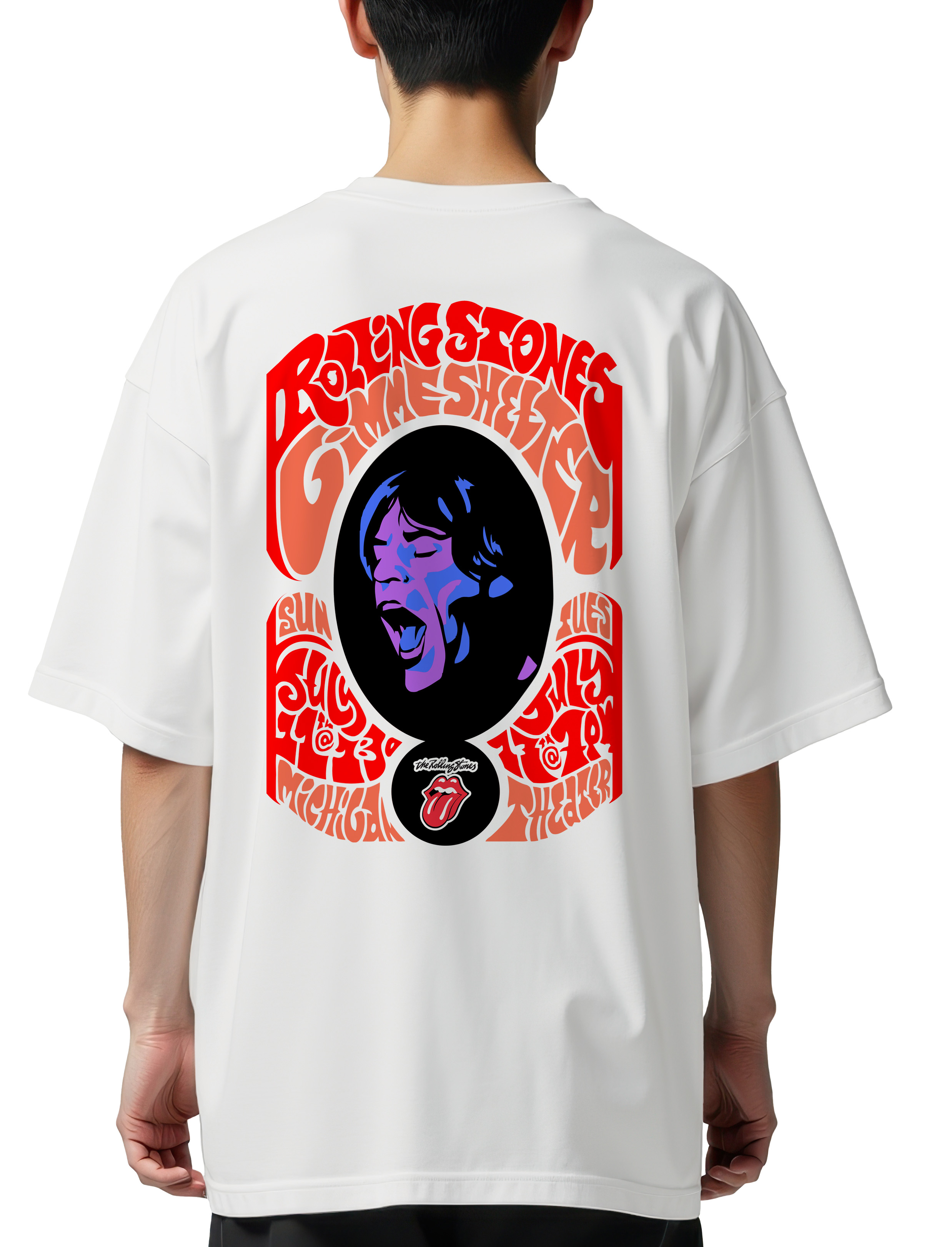 Oversized T-Shirt Rolling Stones Art1 Rock Avenue White