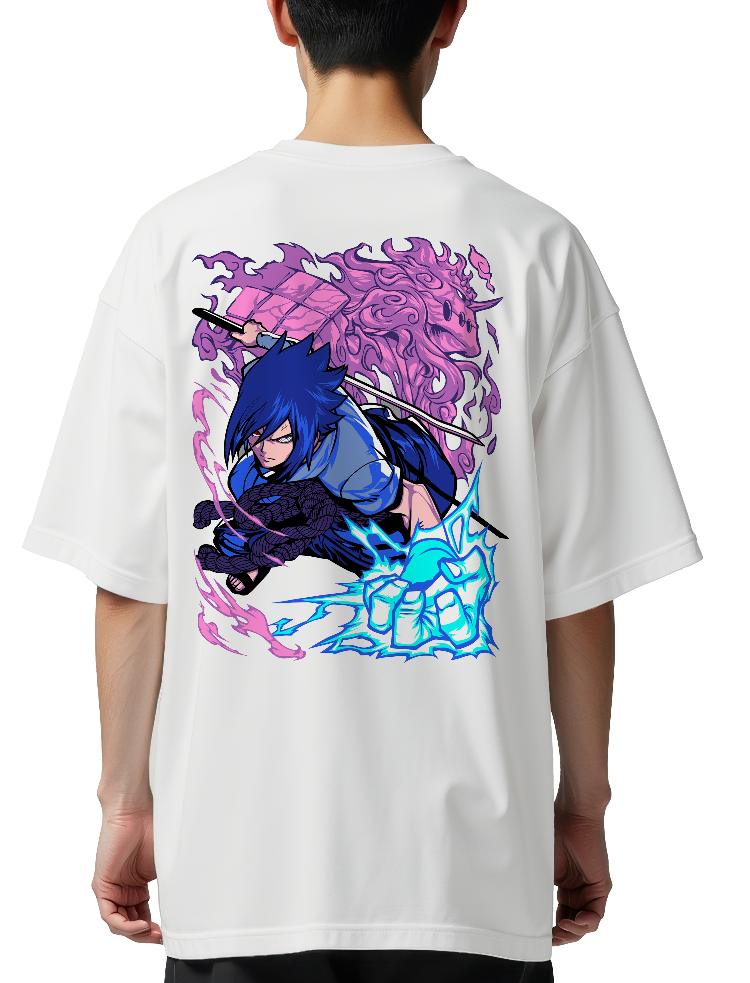 Oversized T-Shirt Sasuke Uchiha Naruto Pop Culture White