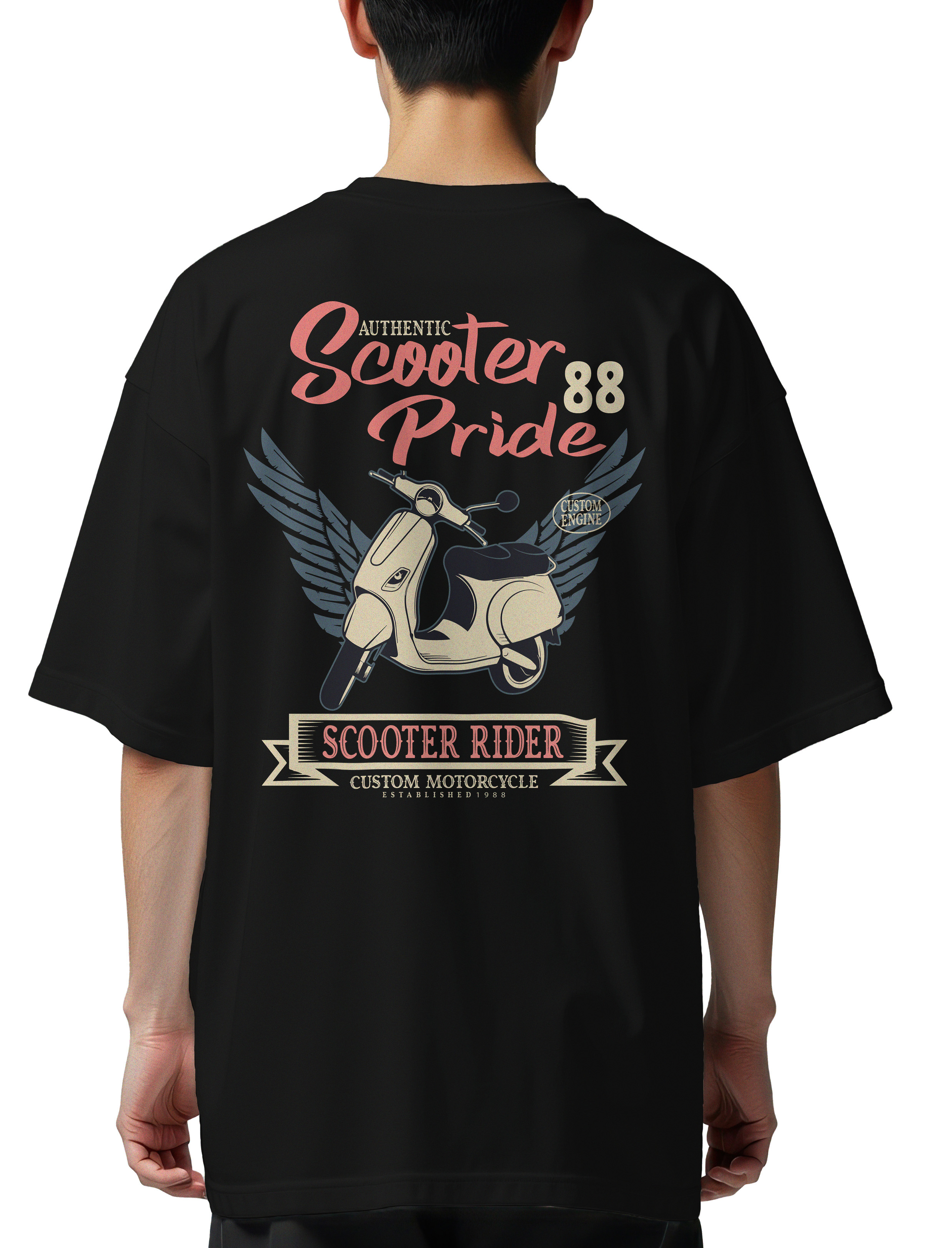 Oversized T-Shirt Scooter Pride Pop Culture Black