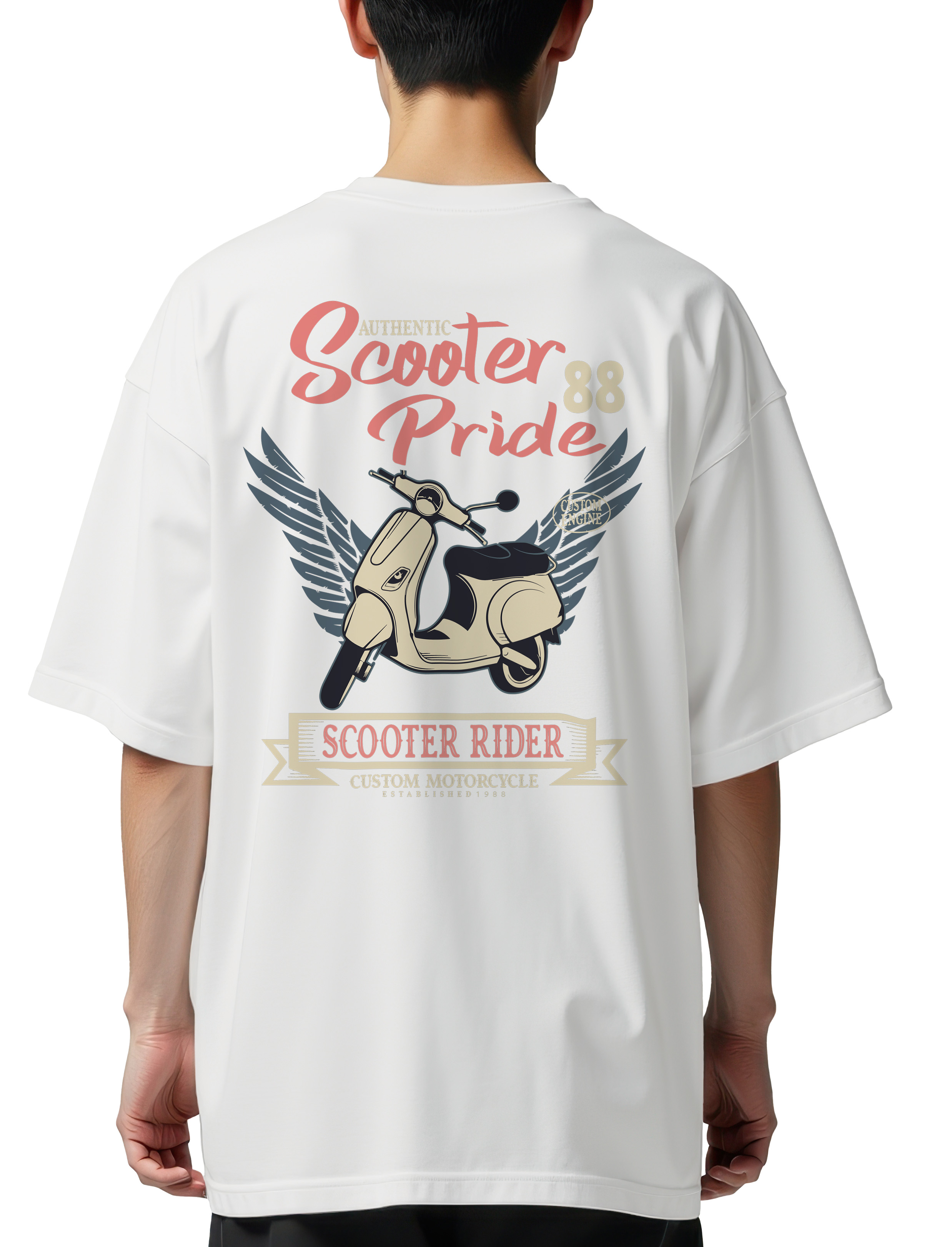 Oversized T-Shirt Scooter Pride Pop Culture White