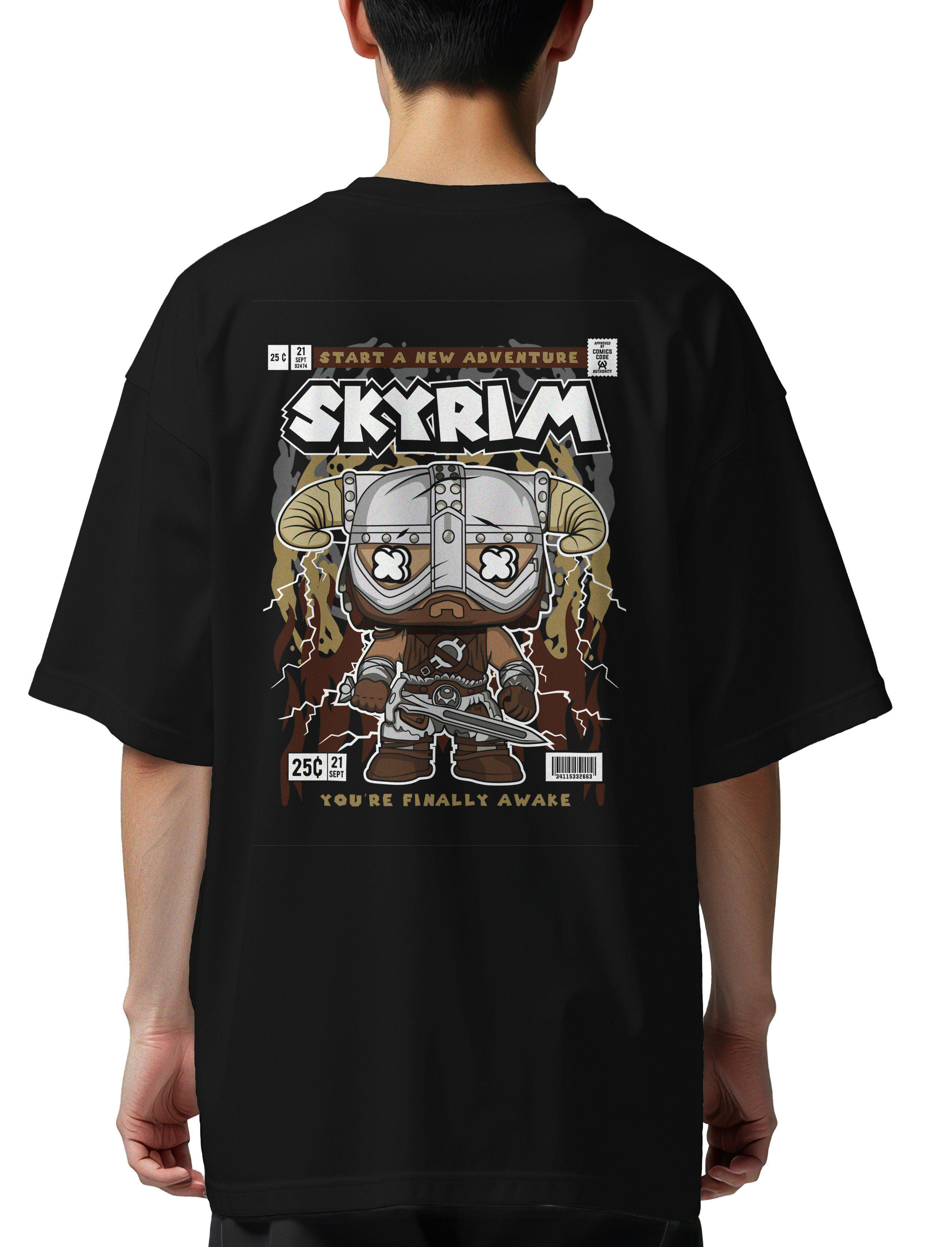 Oversized T-Shirt Skyrim Pop Culture Black