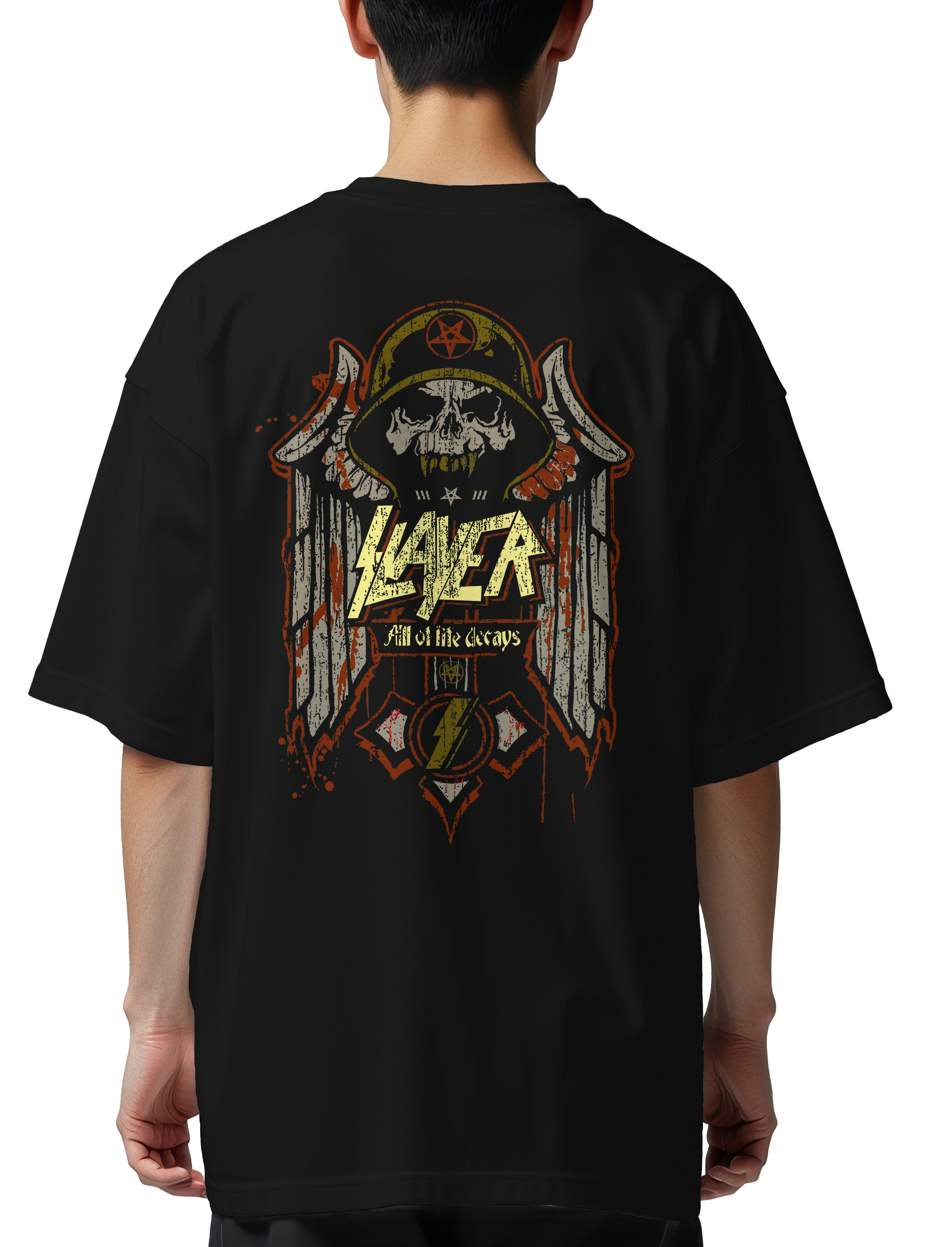 Oversized T-Shirt Slayer Rock Avenue Black