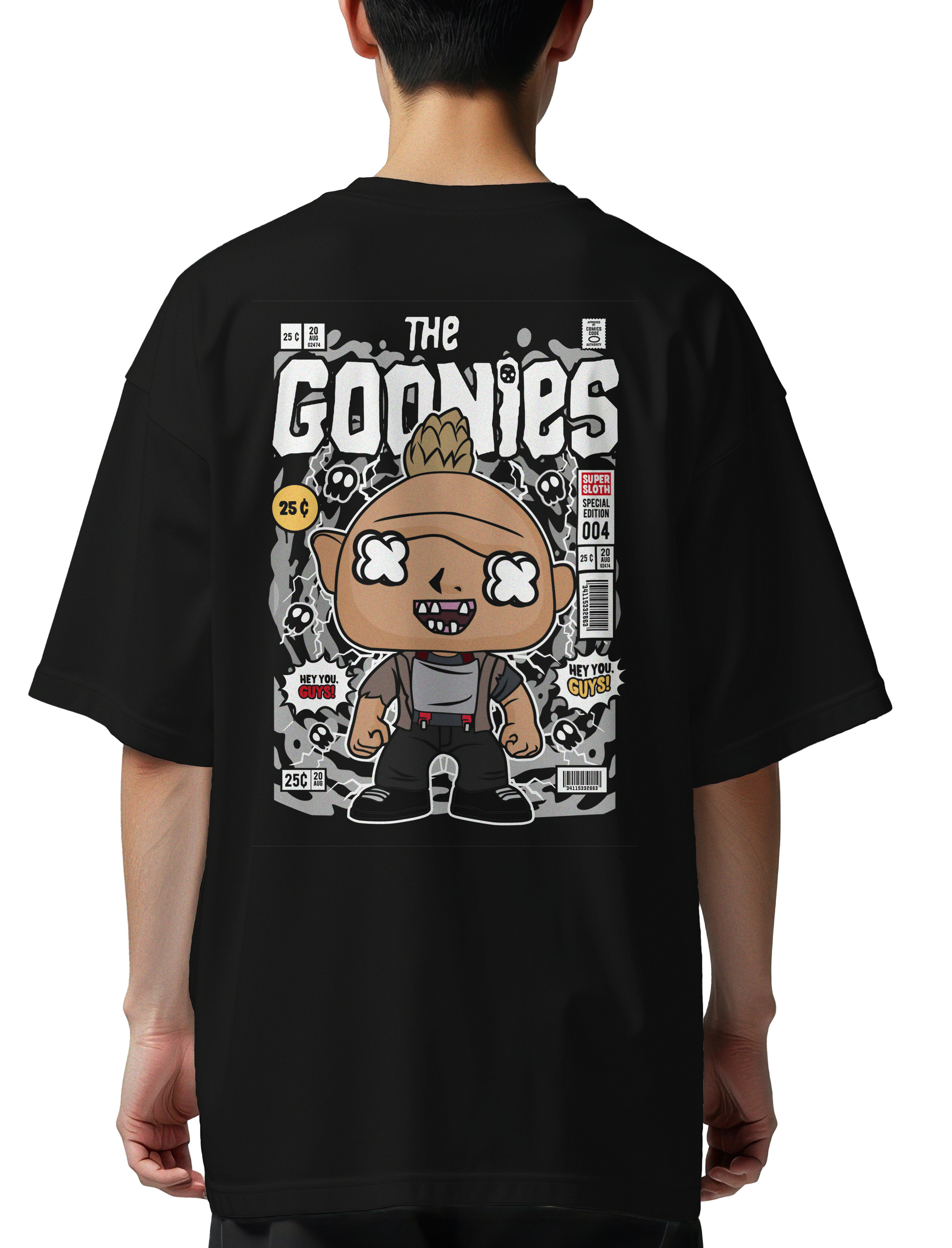 Oversized T-Shirt Sloth The Goonies Pop Culture Black