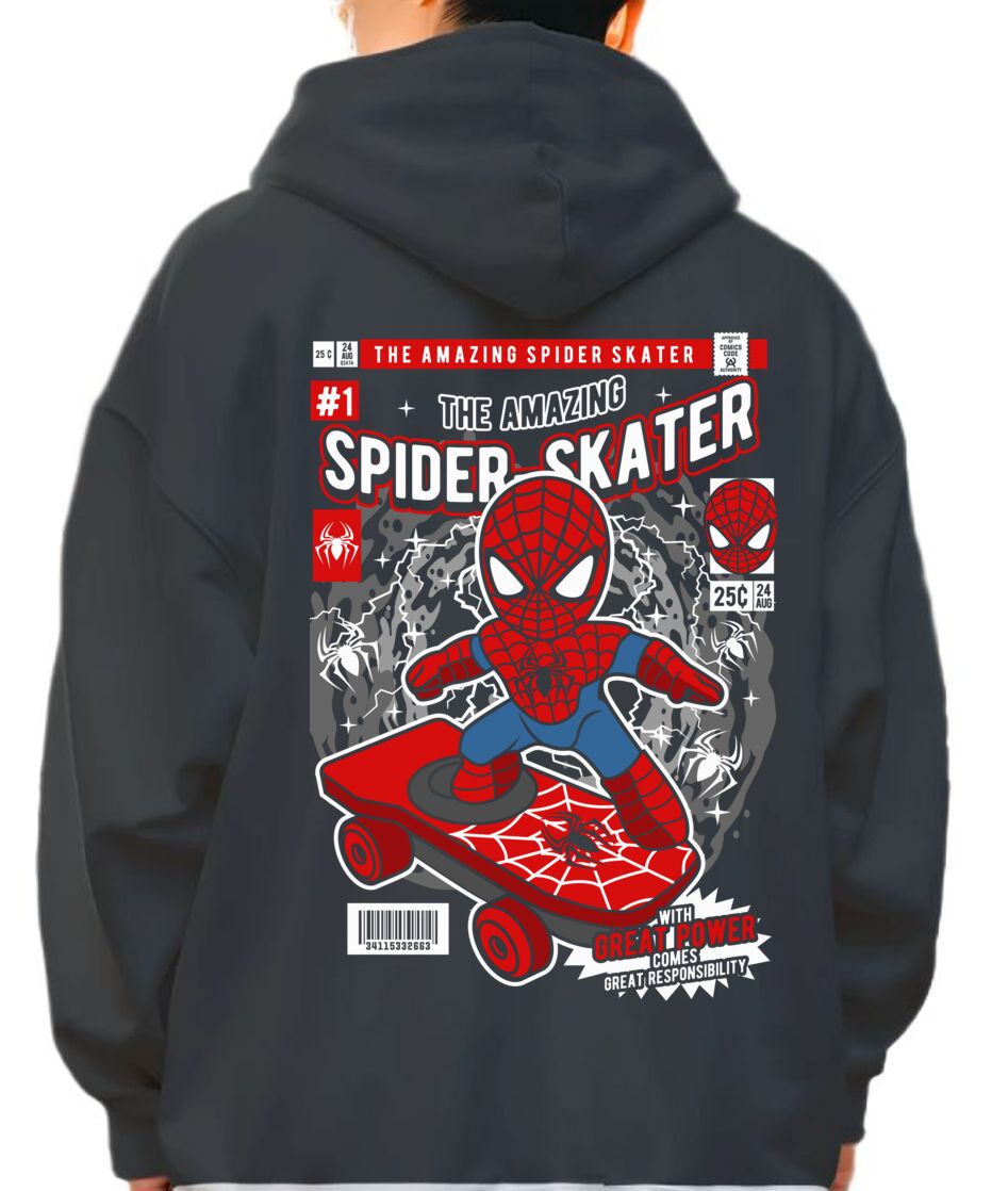 Hoodie Spiderman Skateboard Pop Culture Black
