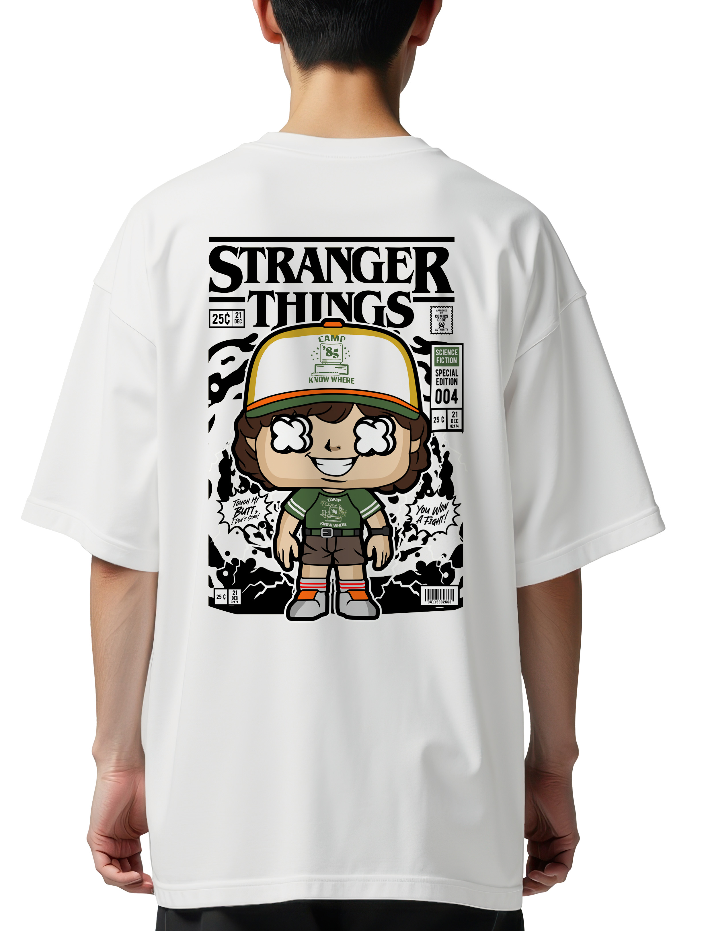 Oversized T-Shirt Stranger Things Dustin Pop Culture White