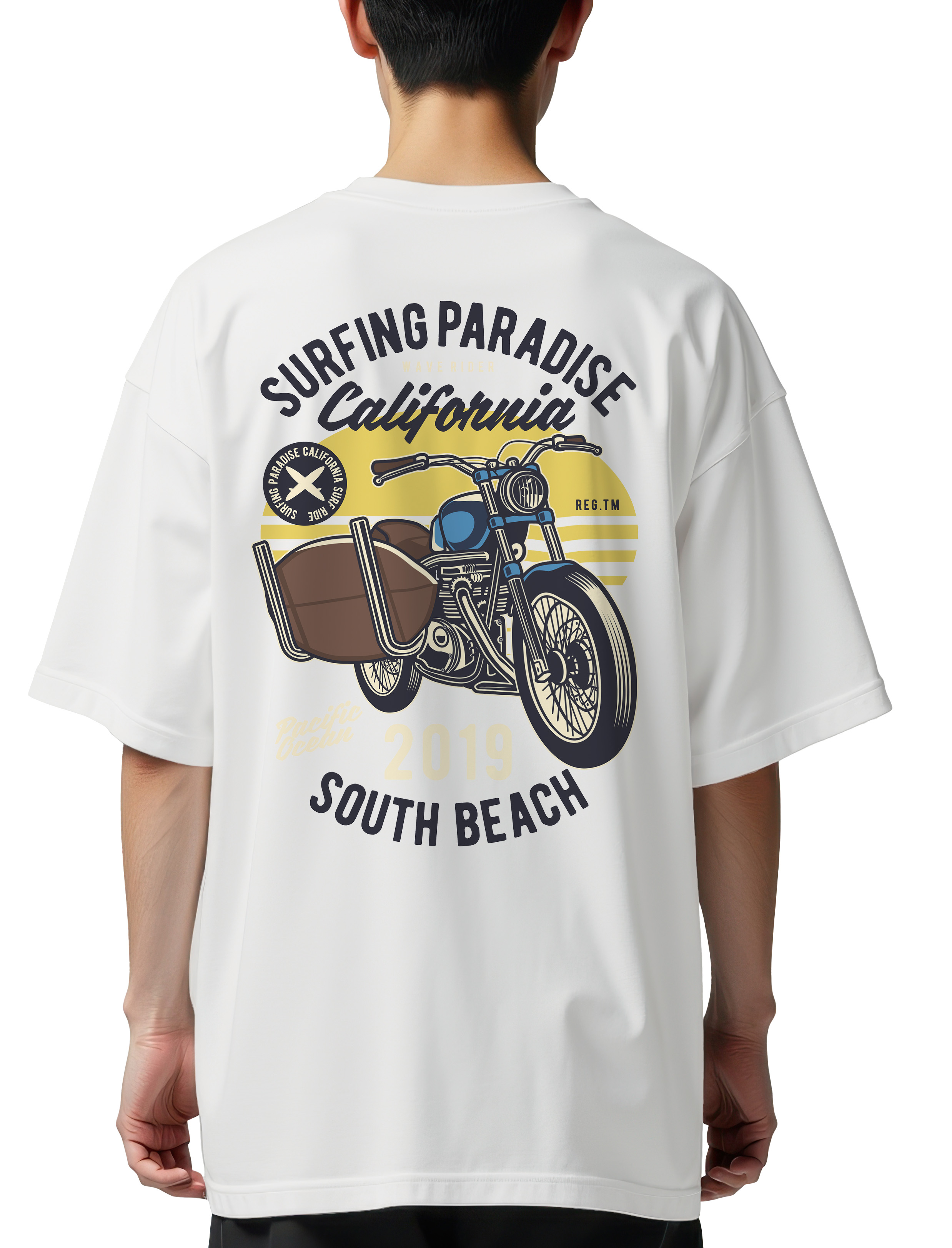 Oversized T-Shirt Surfboard Ride Pop Culture White