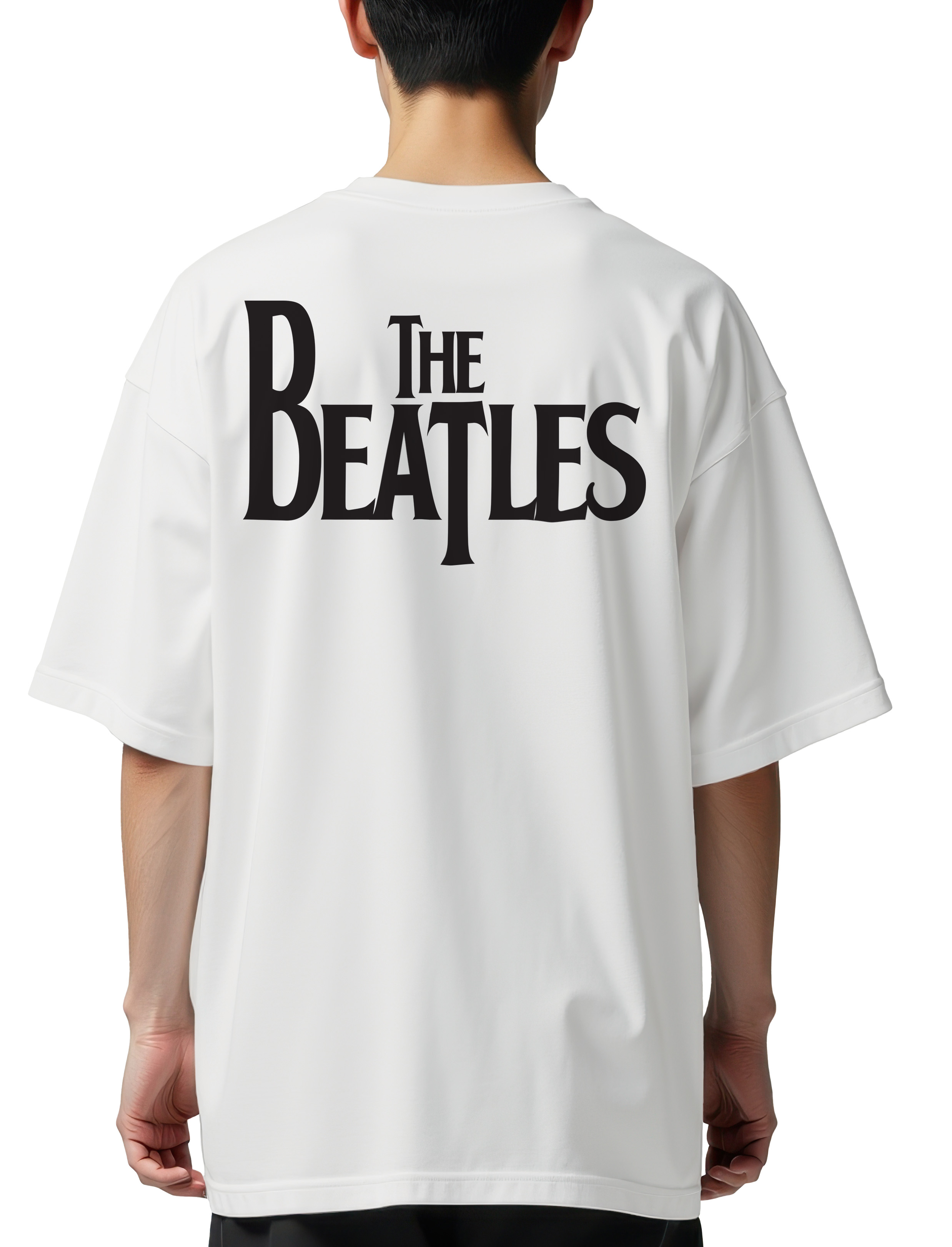 Oversized T-Shirt The Beatles Logo Name Art Rock Avenue White