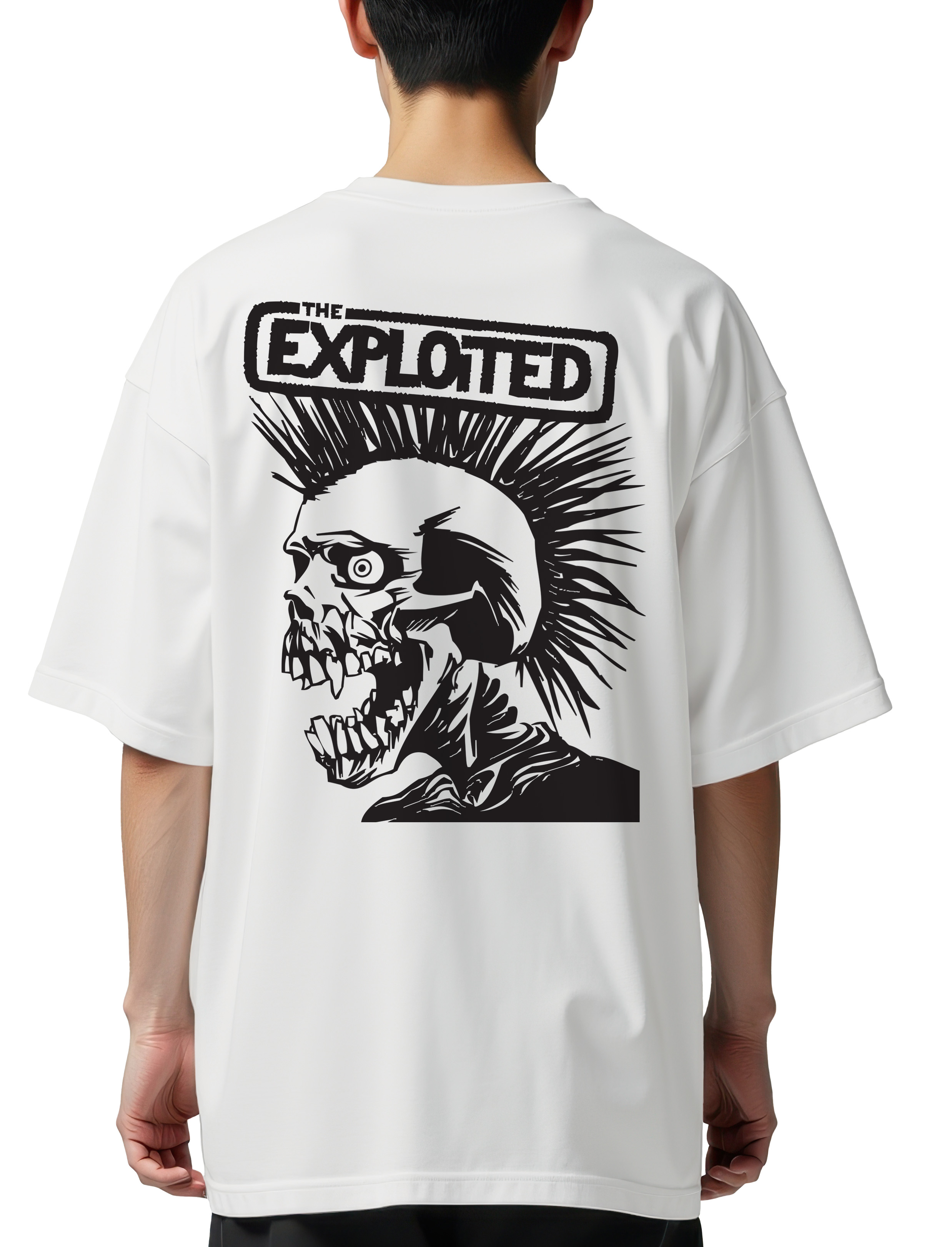 Oversized T-Shirt The Exploited B W Rock Avenue White