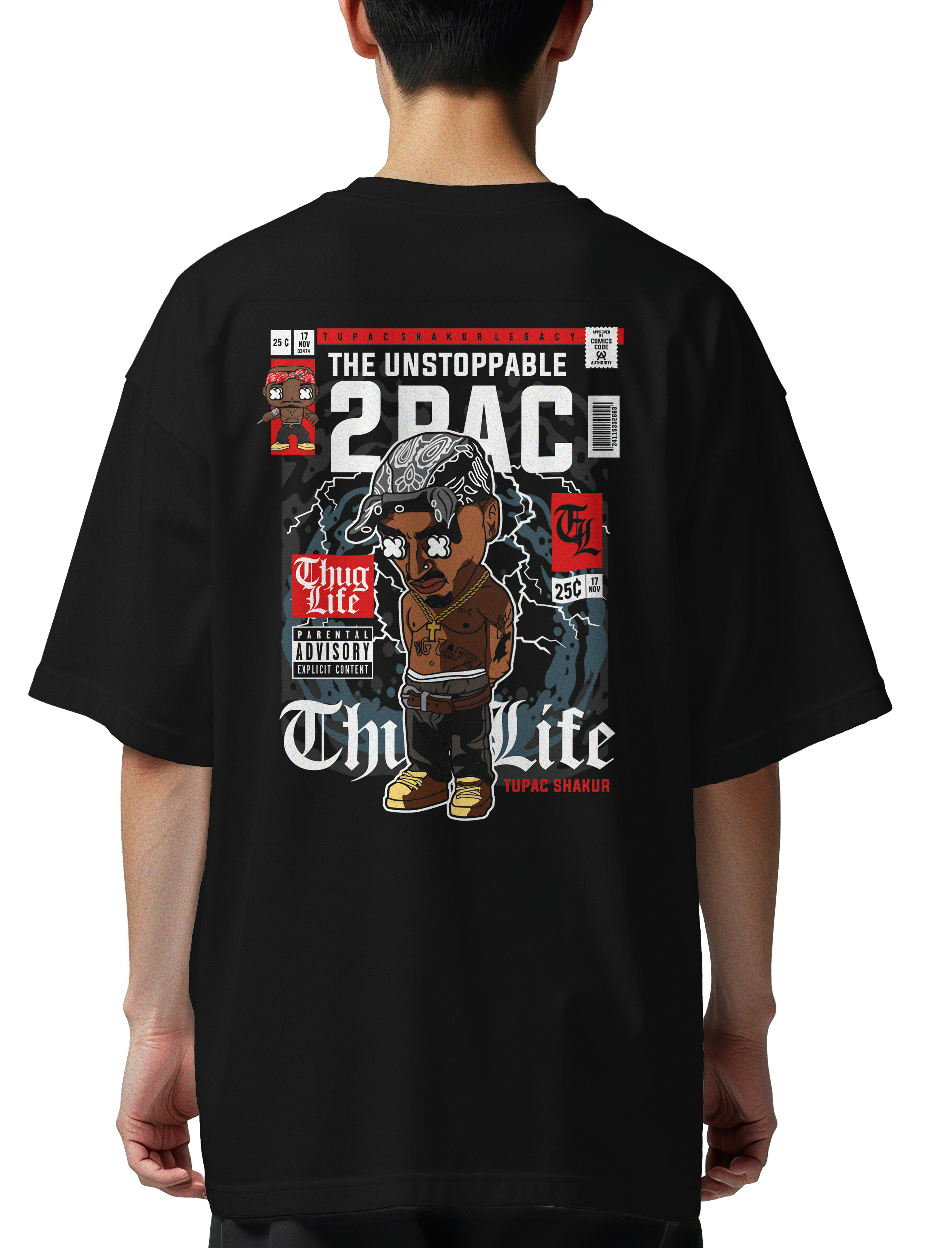 Oversized T-Shirt Tupac Pop Culture Black