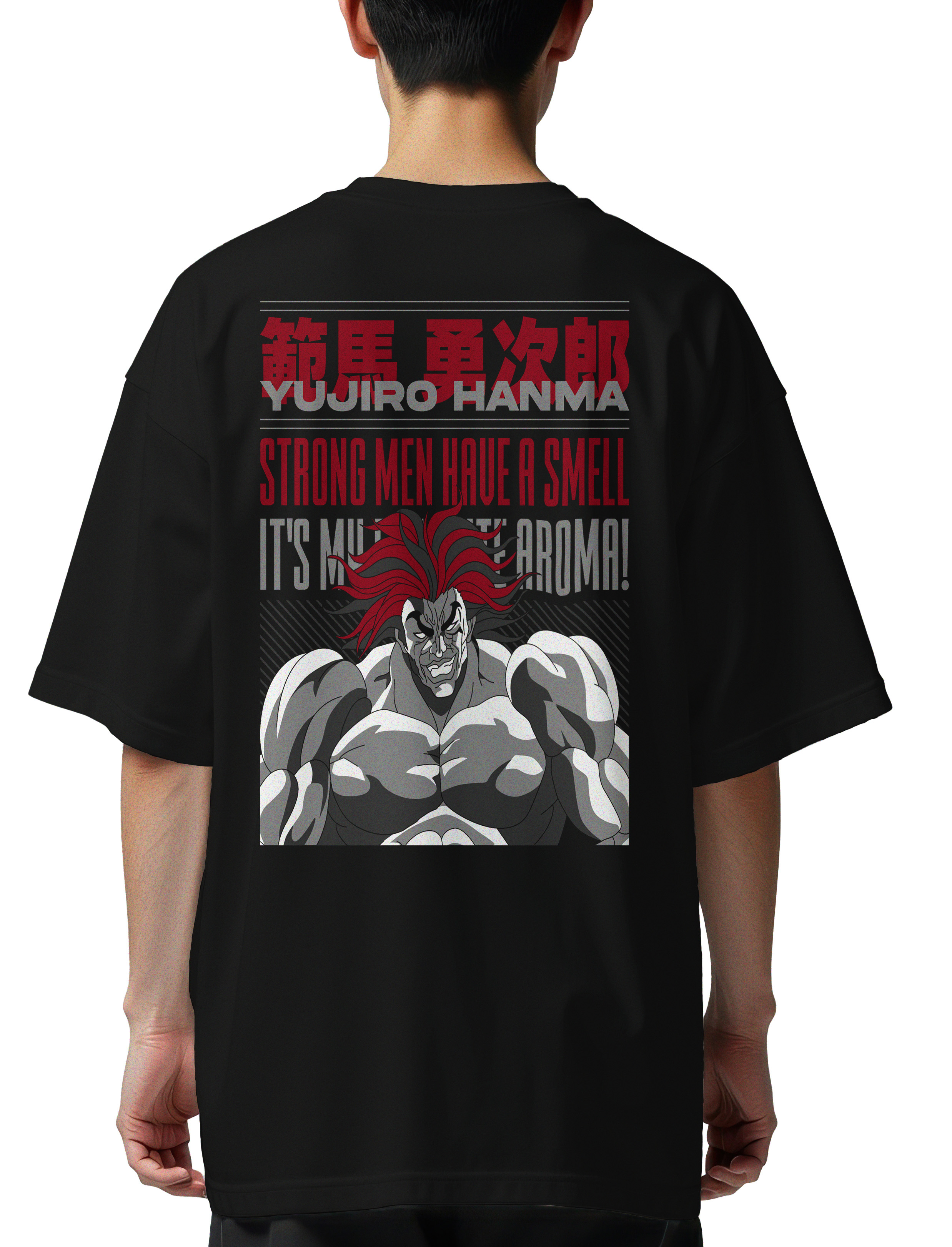 Oversized T-Shirt Ujiro Baki Hanma Pop Culture Black