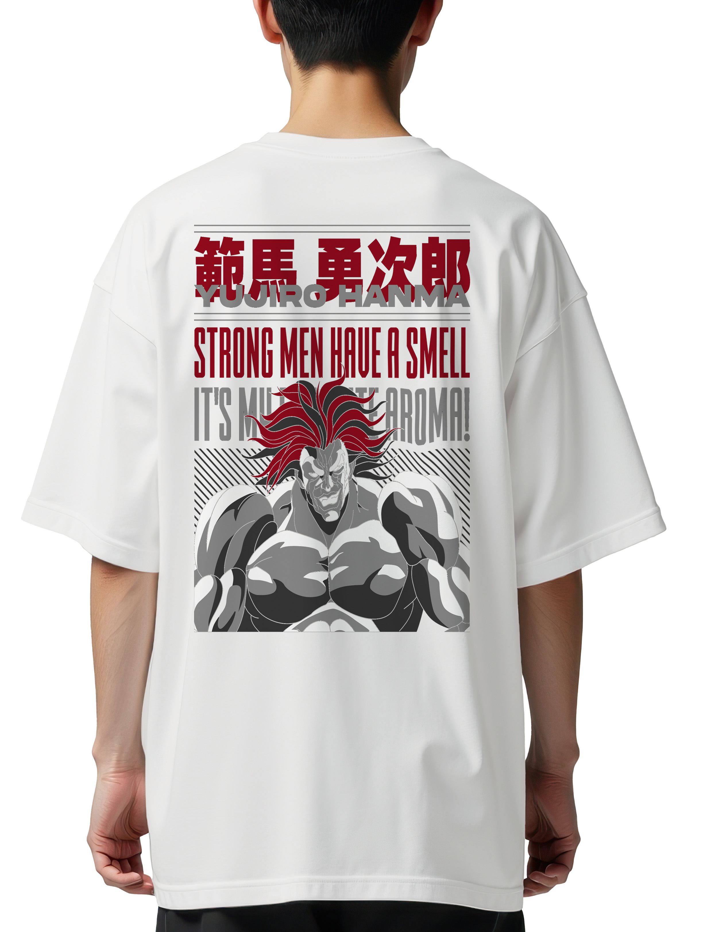 Oversized T-Shirt Ujiro Baki Hanma Pop Culture White