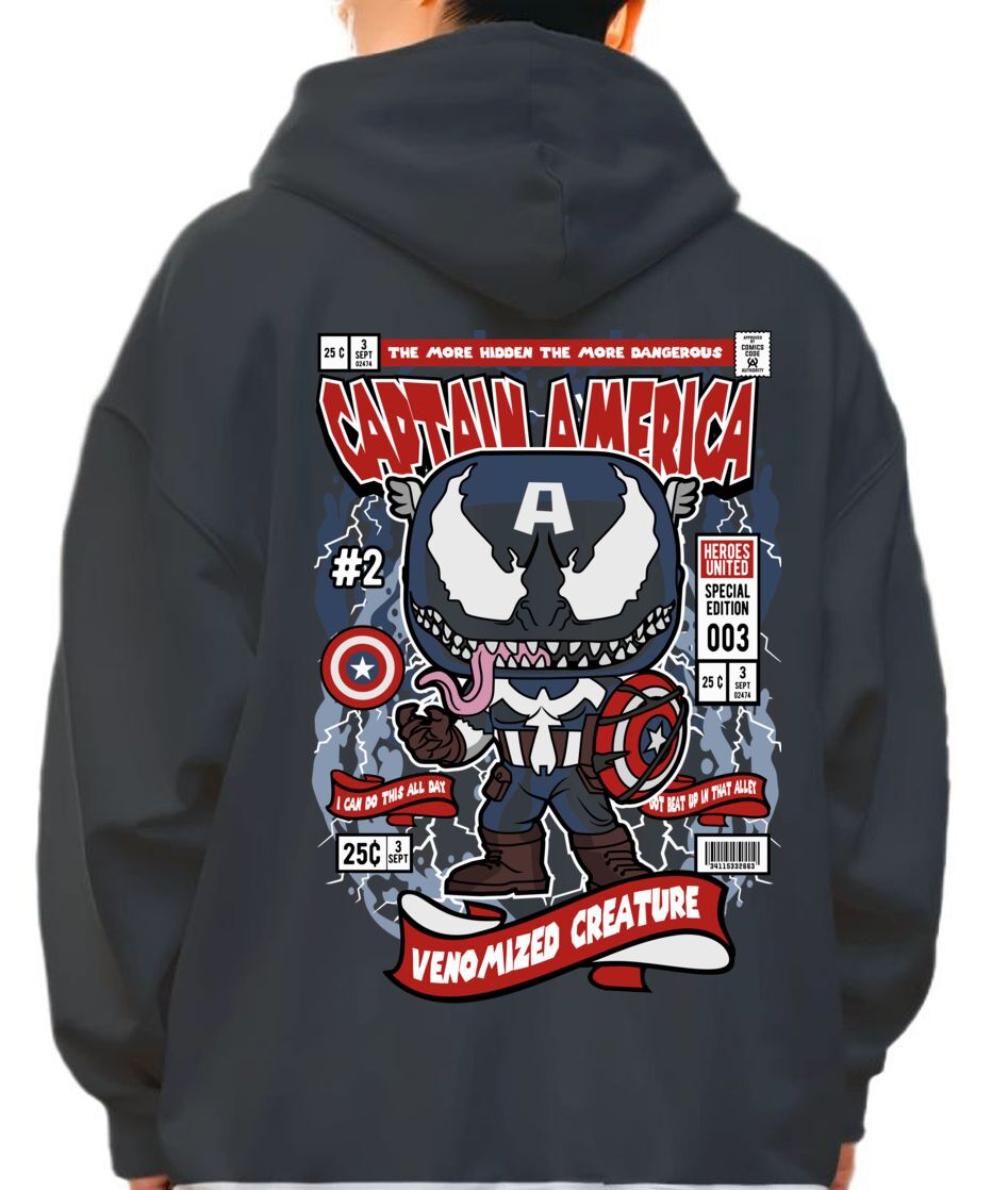Hoodie Venom Captain America Pop Culture Black
