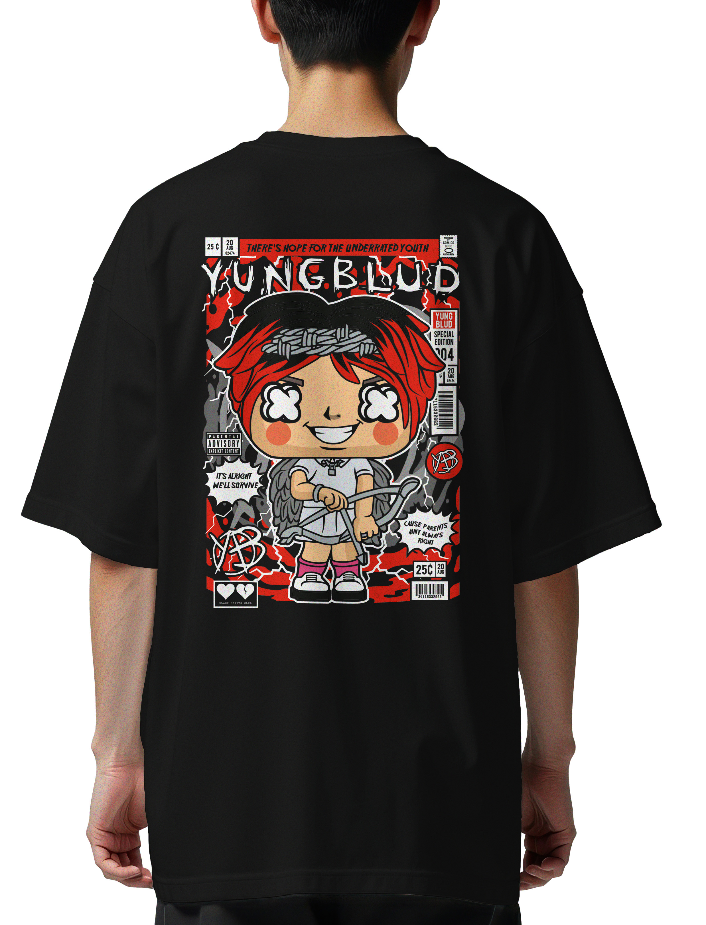 Oversized T-Shirt Yungblud Pop Culture Black