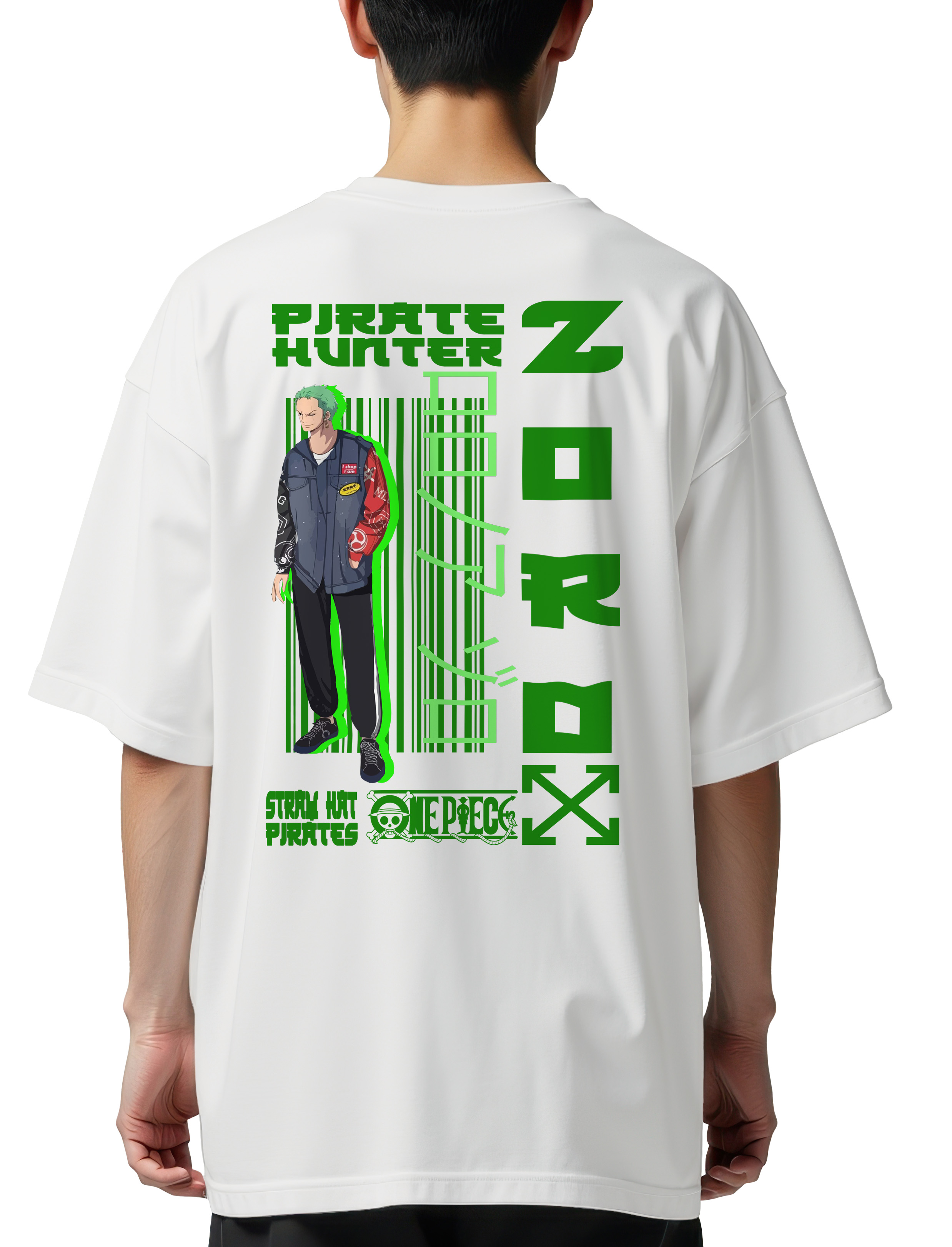 Oversized T-Shirt Zoro One Piece Pop Culture White