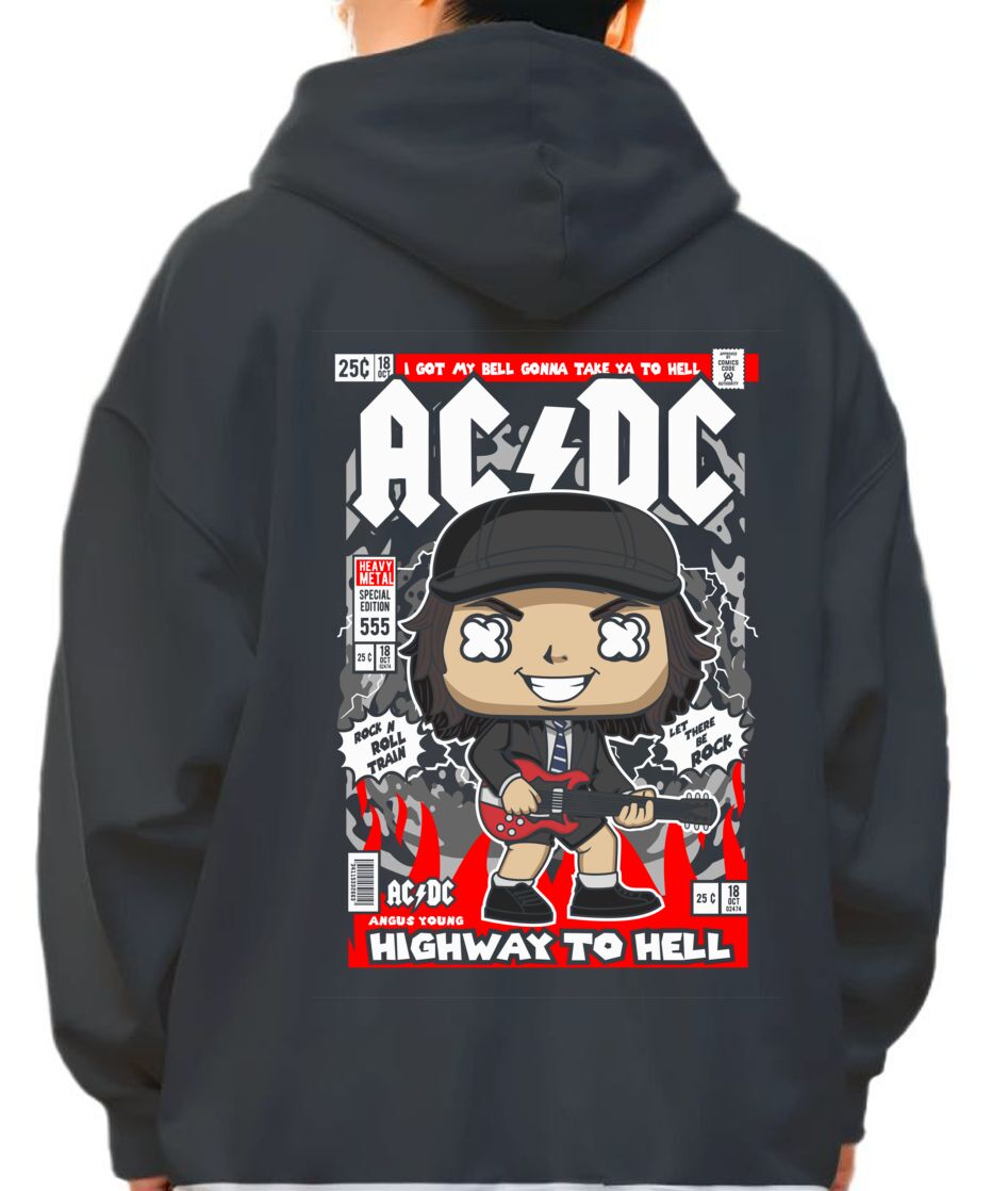 Hoodie Angus Young ACDC Pop Culture Black