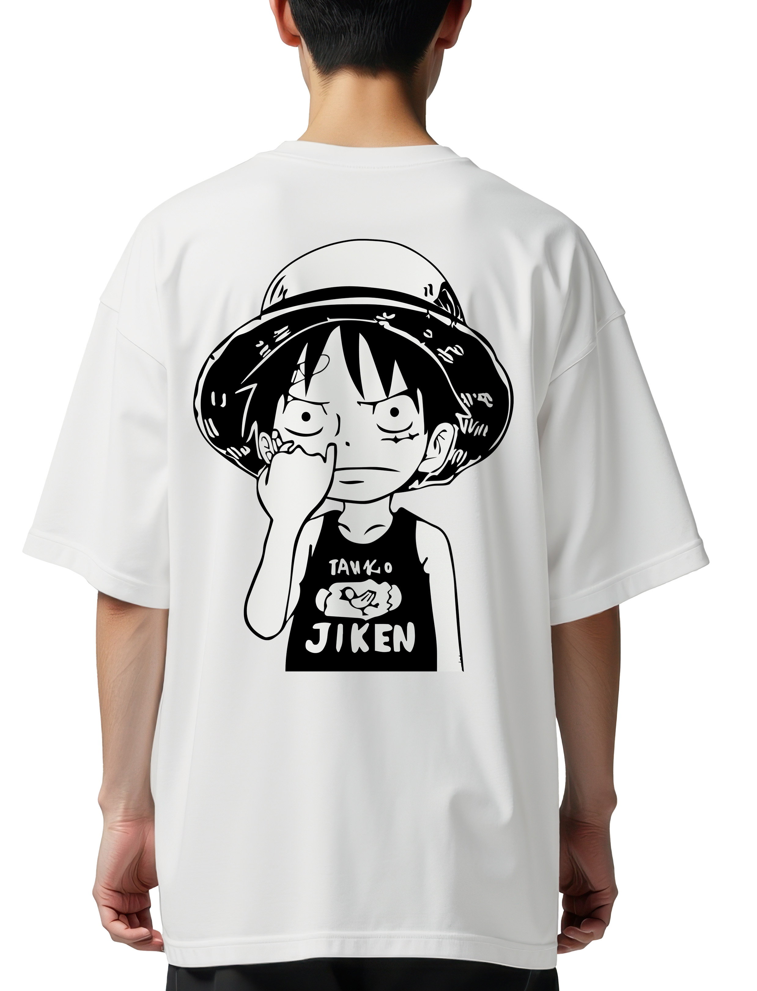 Oversized T-Shirt Kid Luffy One Piece Pop Culture White