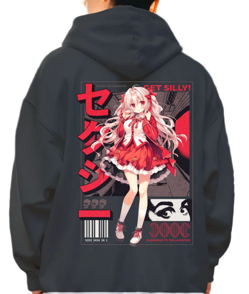 Hoodie Anime Silly Girl Pop Culture Black