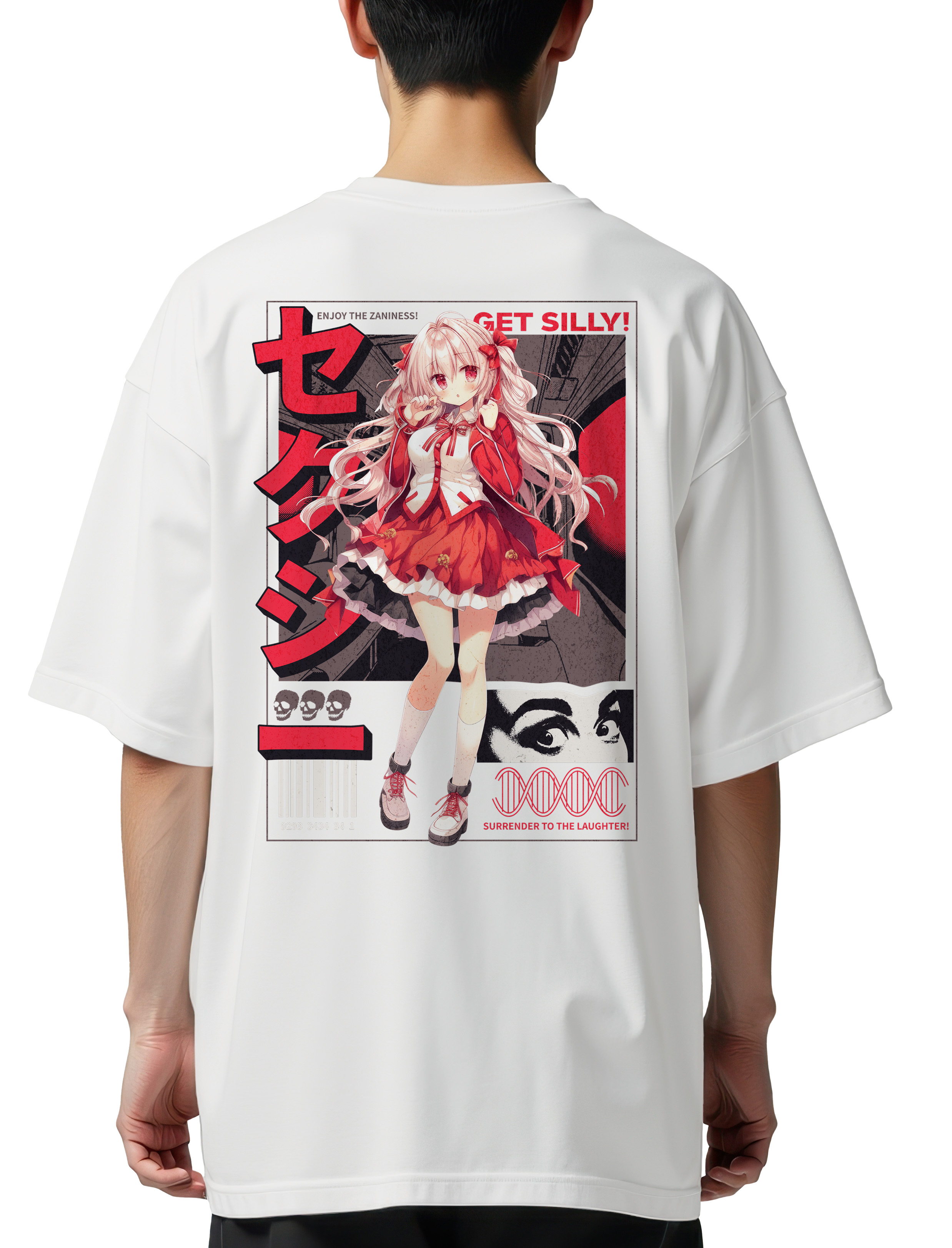 Oversized T-Shirt Anime Silly Girl Pop Culture White