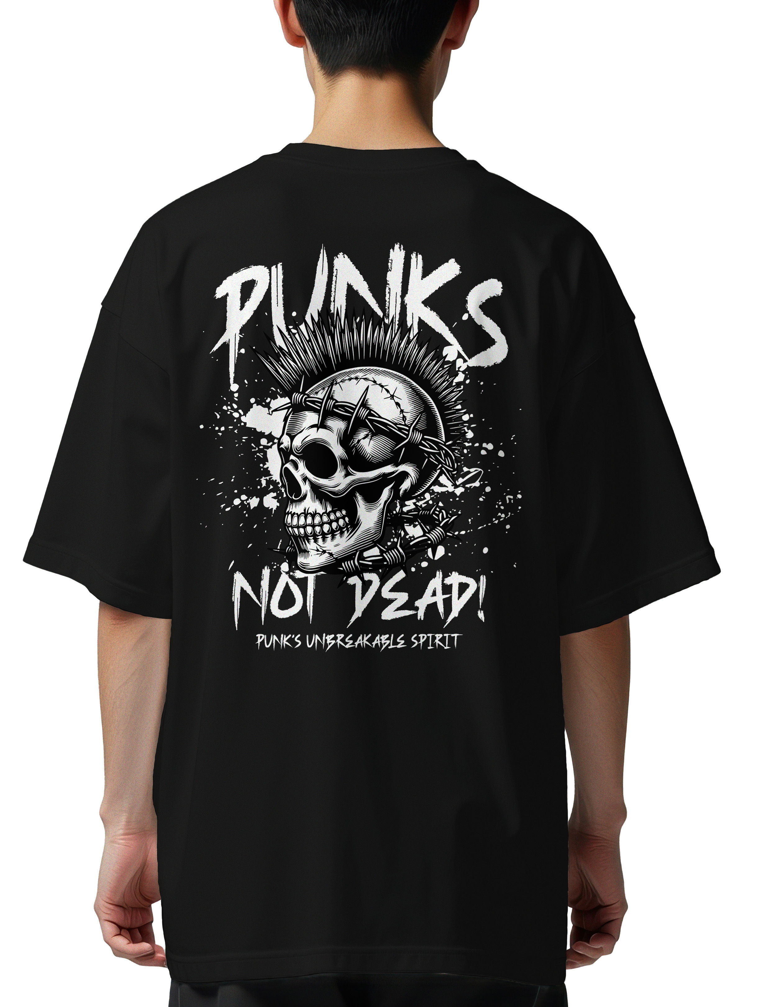 Oversized T-Shirt Punk Is Not Dead Pop Culture Black