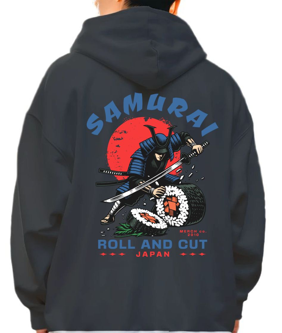 Hoodie Samurai Sushi Pop Culture Black