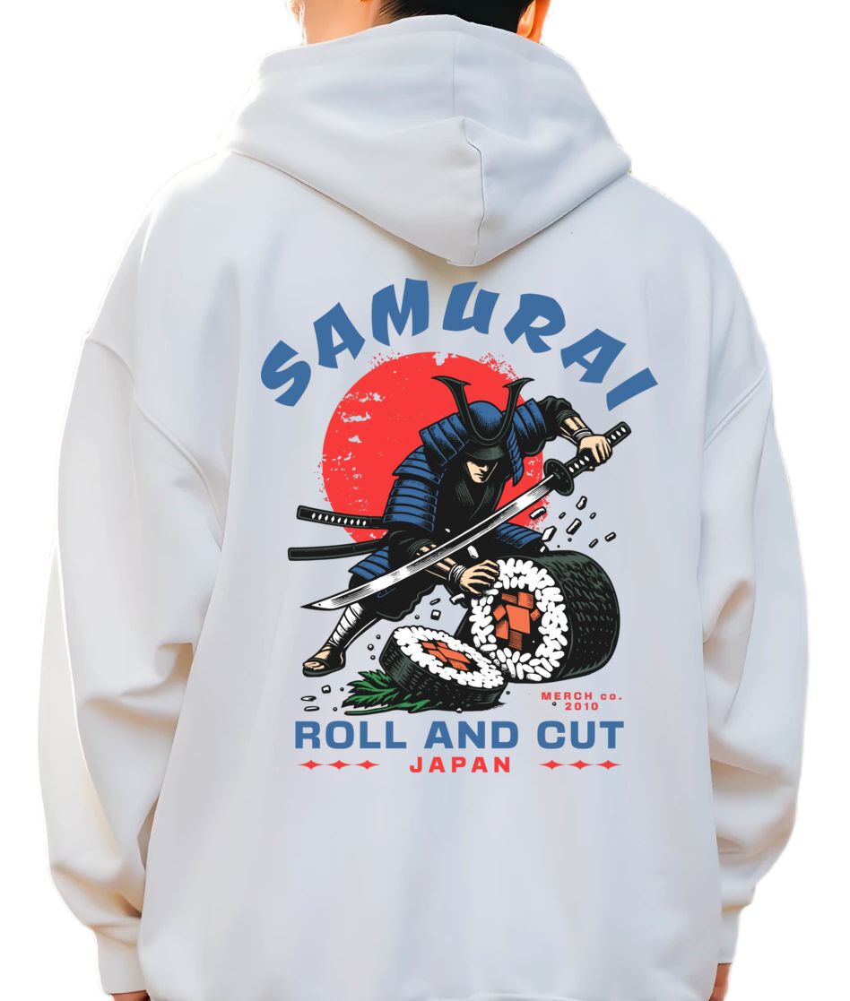 Hoodie Samurai Sushi Pop Culture White