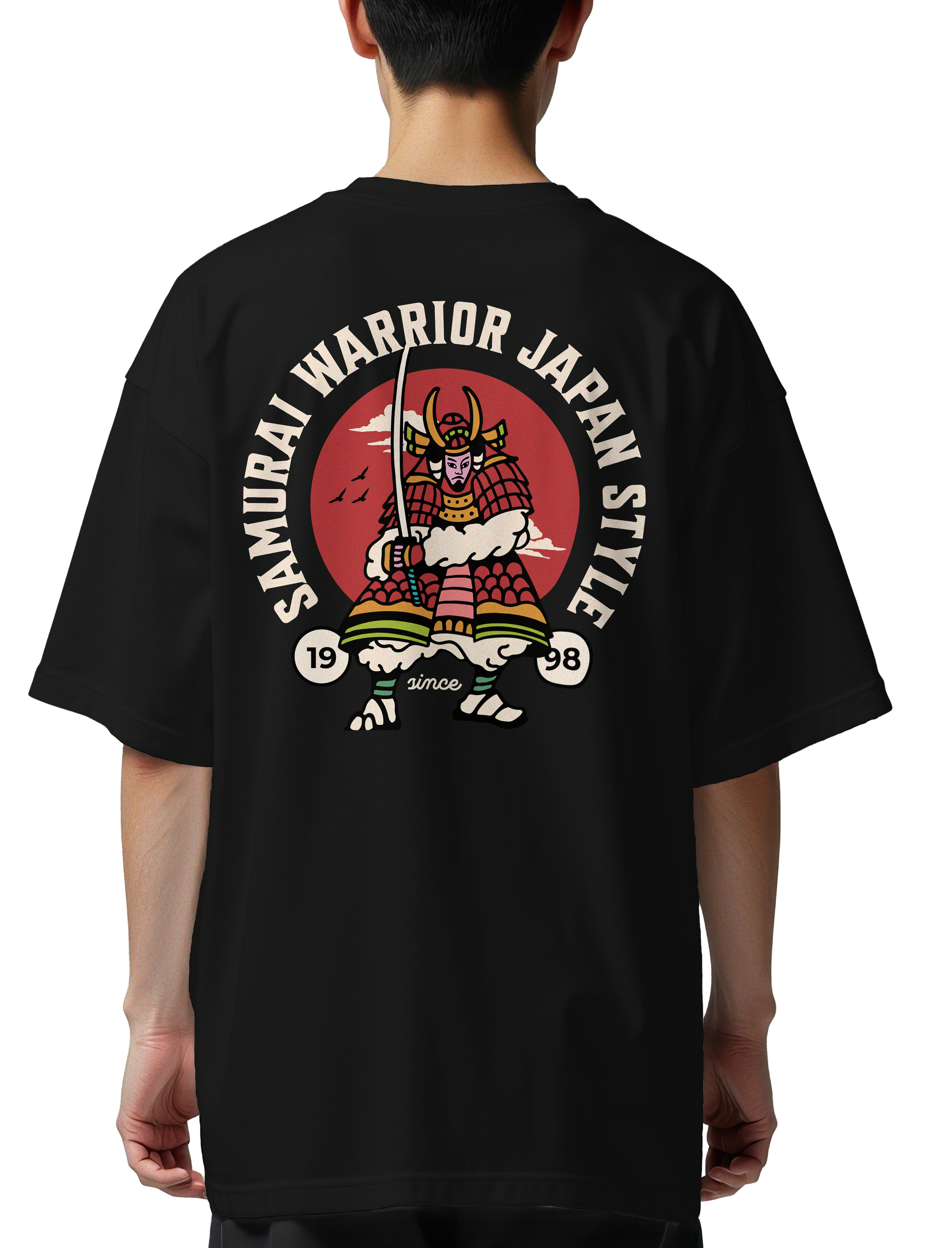 Oversized T-Shirt Samurai Warrior Japan Pop Culture Black