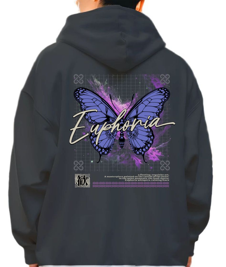 Hoodie Butterfly Graphic Pop Culture Black