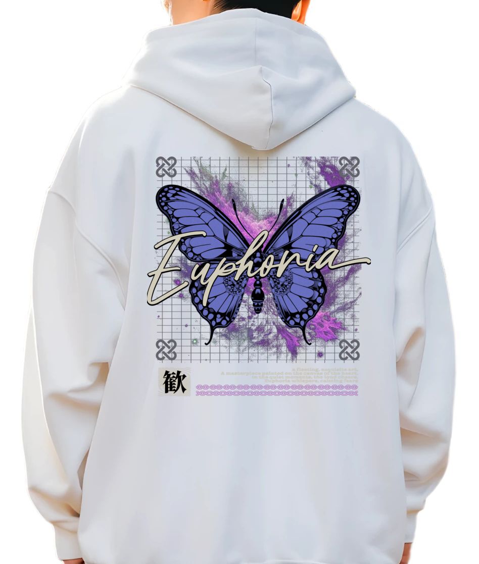 Hoodie Butterfly Graphic Pop Culture White