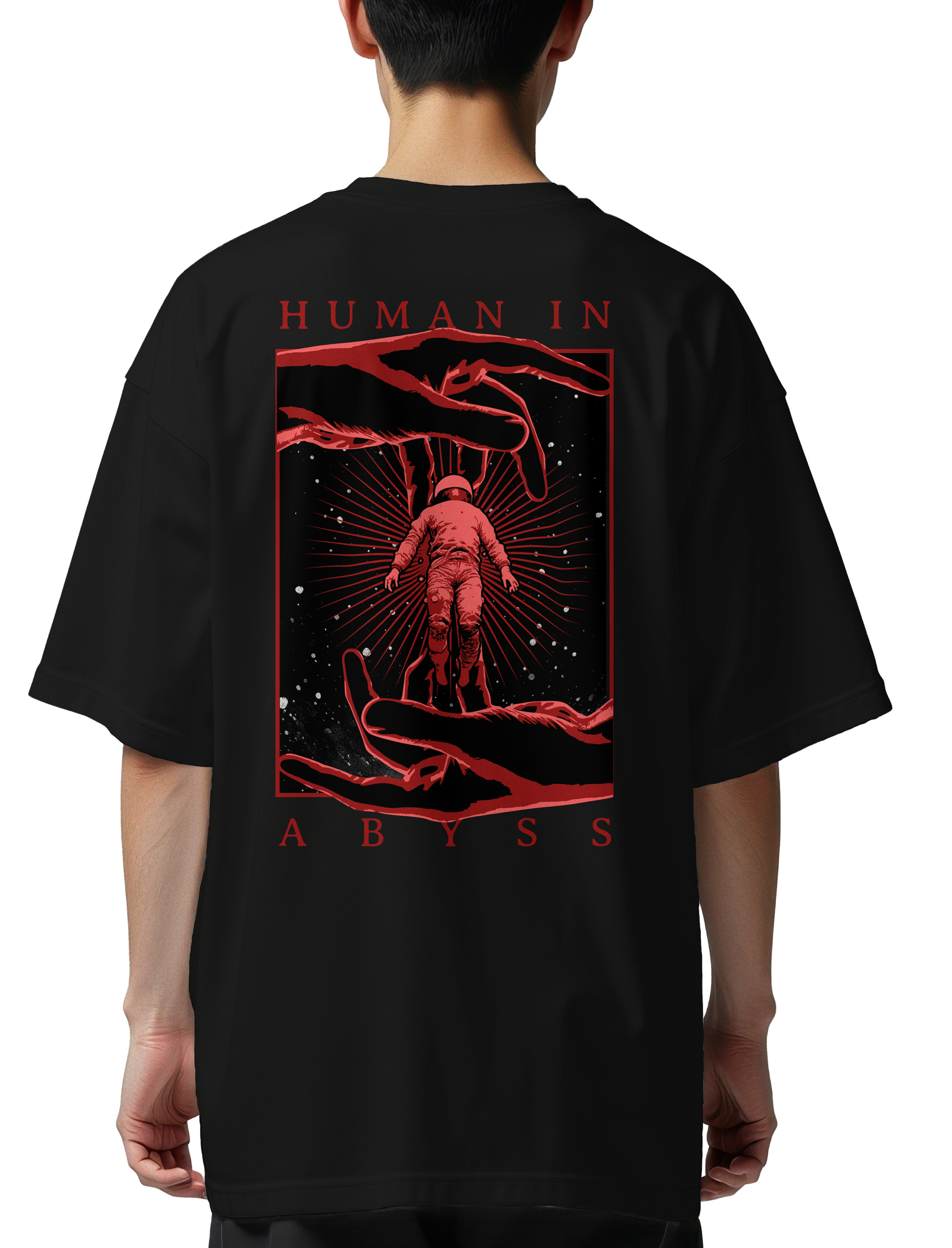 Oversized T-Shirt Space Graphic Pop Culture Black