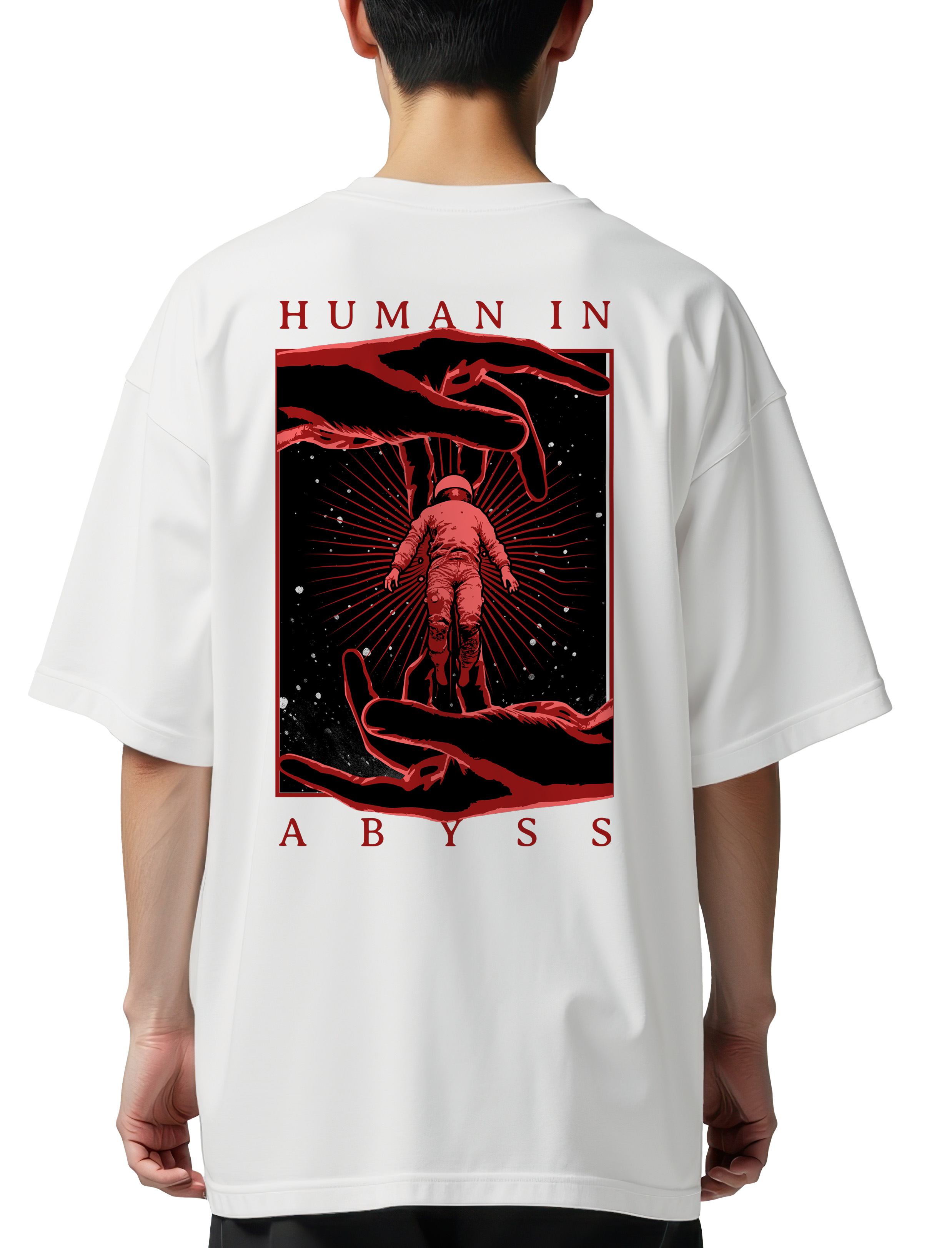 Oversized T-Shirt Space Graphic Pop Culture White
