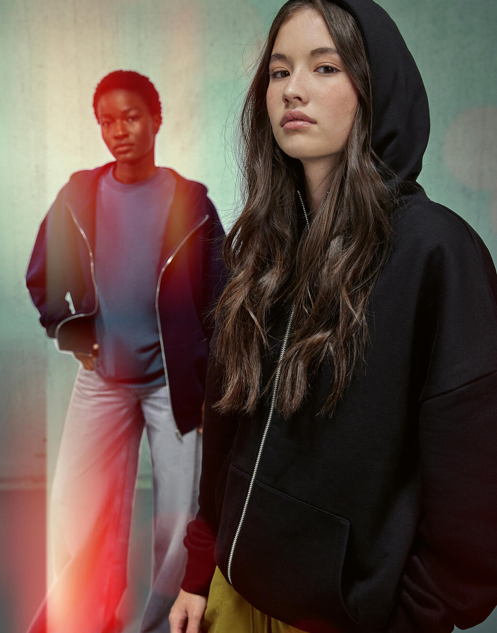 Hoodie Φούτερ με Φερμουάρ Unisex Influence 20942101 B C Black ανδρικά Simple Wear