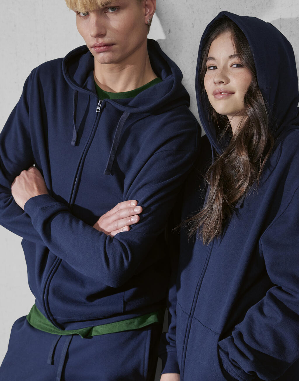 Unisex Hoodie Φούτερ με Φερμουάρ Id 334 B C Navy ανδρικά Simple Wear