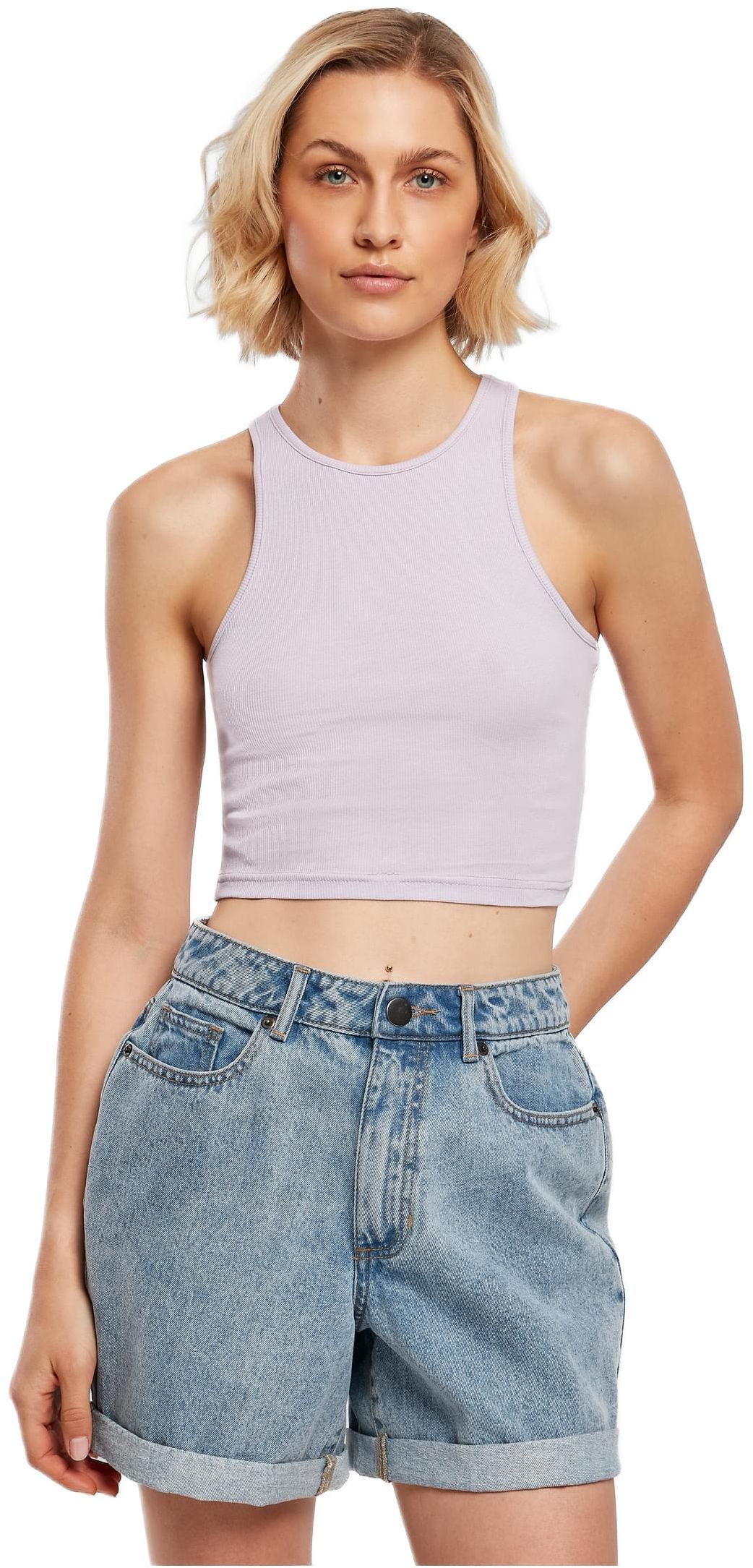 Ladies Cropped Rib Top Urban Classics TB1498-00145 lilac